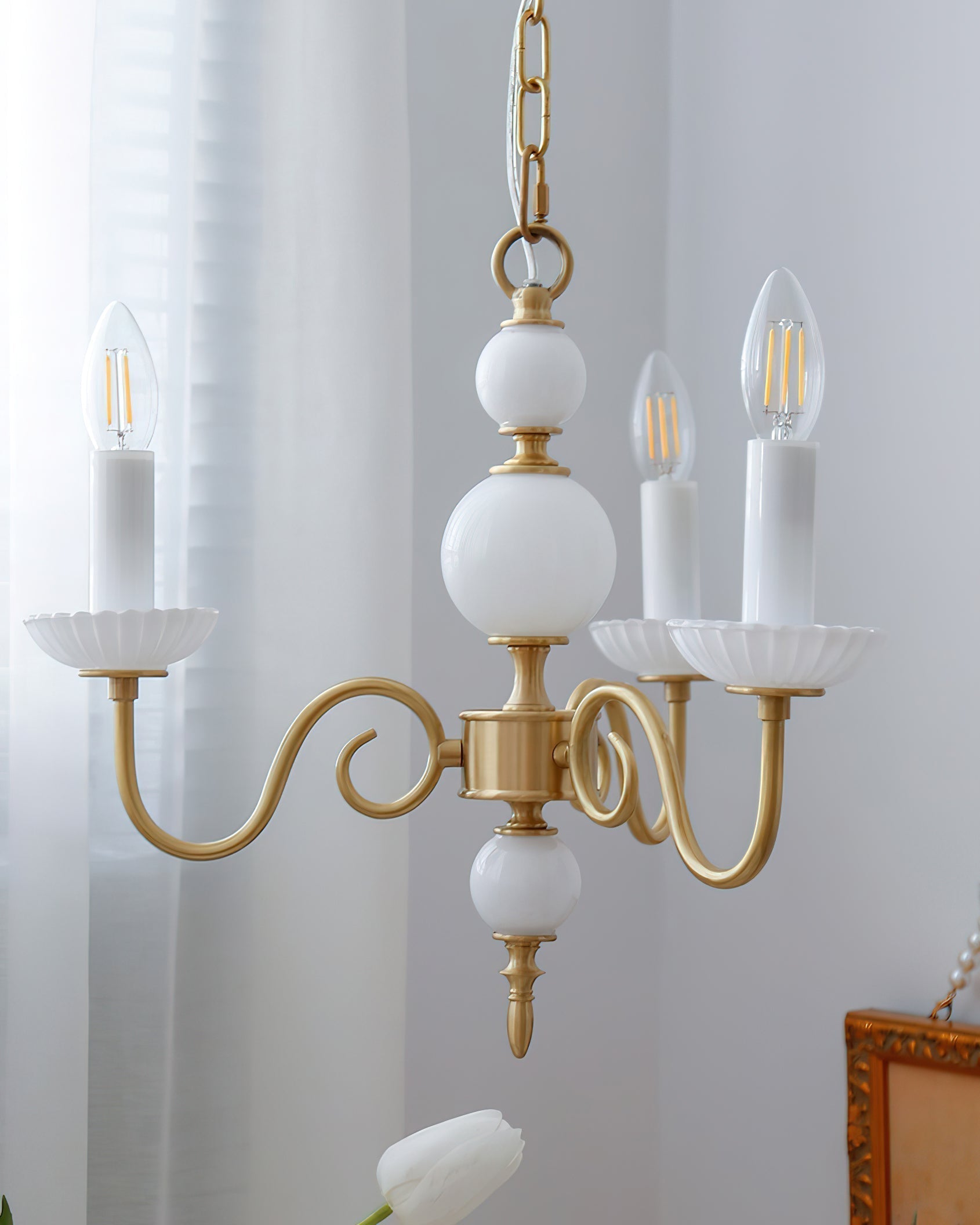 Carlita Lustre Bras Courbés en Or avec Bougies - Neutralighting