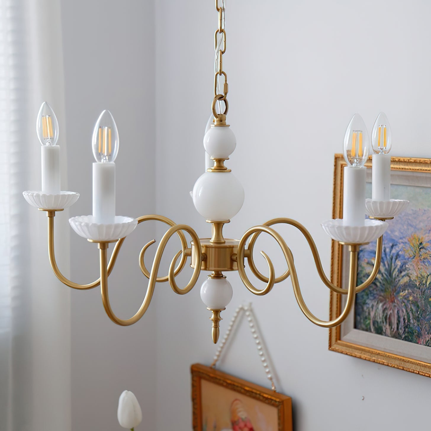 Carlita Lustre Bras Courbés en Or avec Bougies - Neutralighting