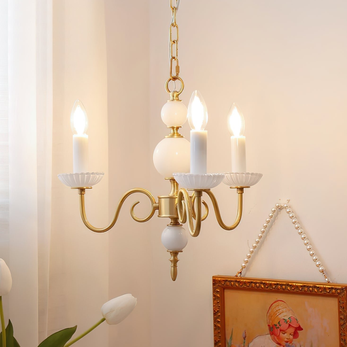 Carlita Lustre Bras Courbés en Or avec Bougies - Neutralighting