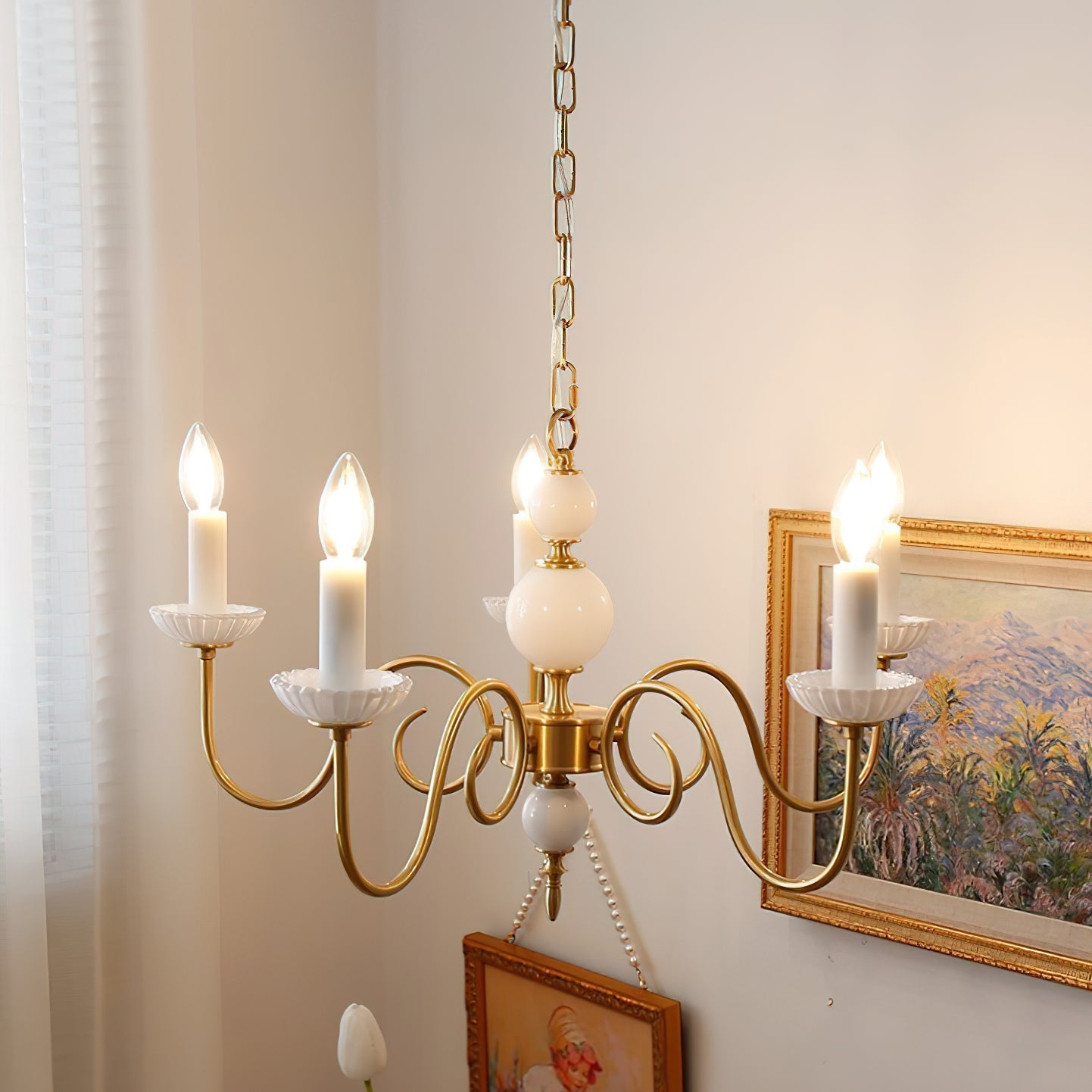 Carlita Lustre Bras Courbés en Or avec Bougies - Neutralighting