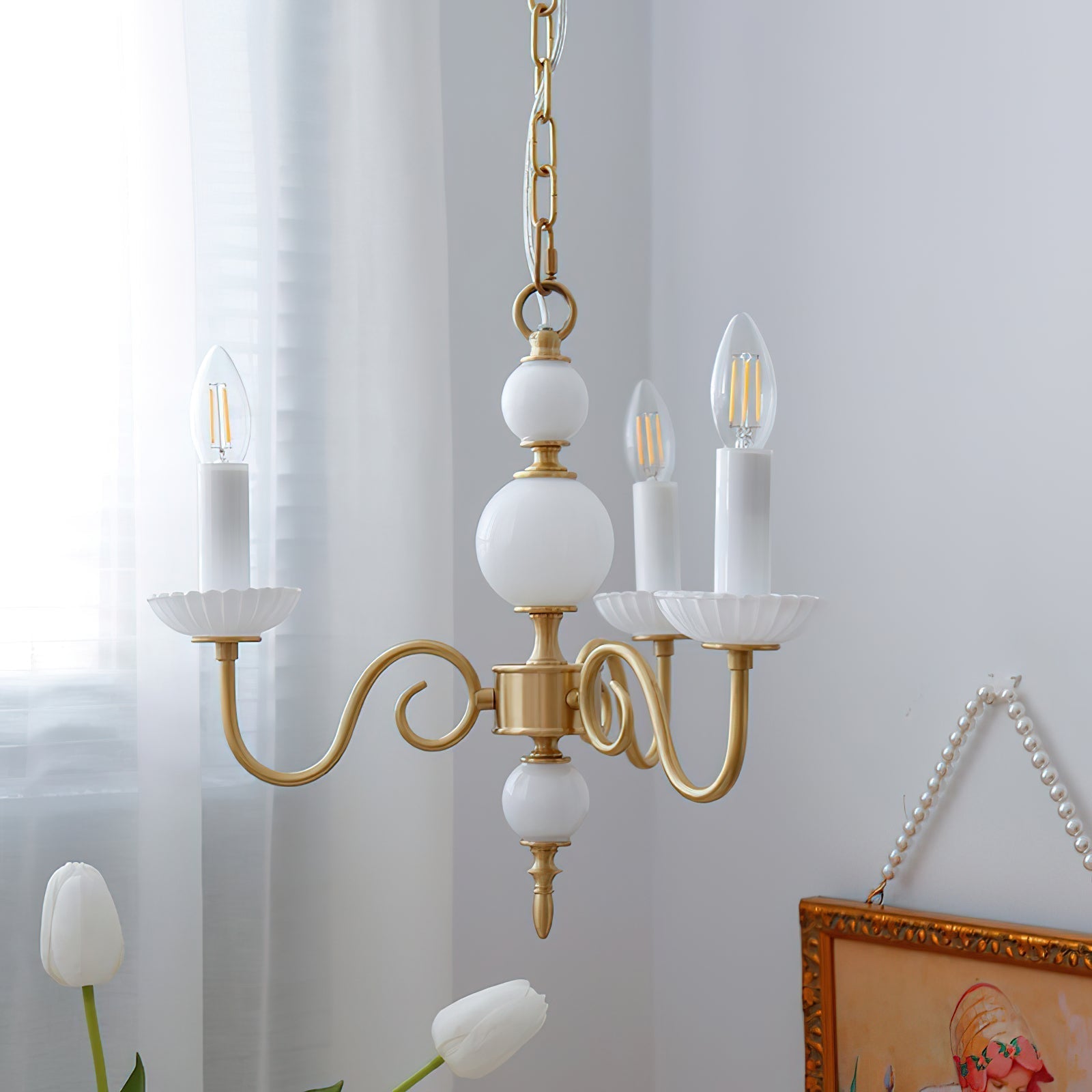 Carlita Lustre Bras Courbés en Or avec Bougies - Neutralighting