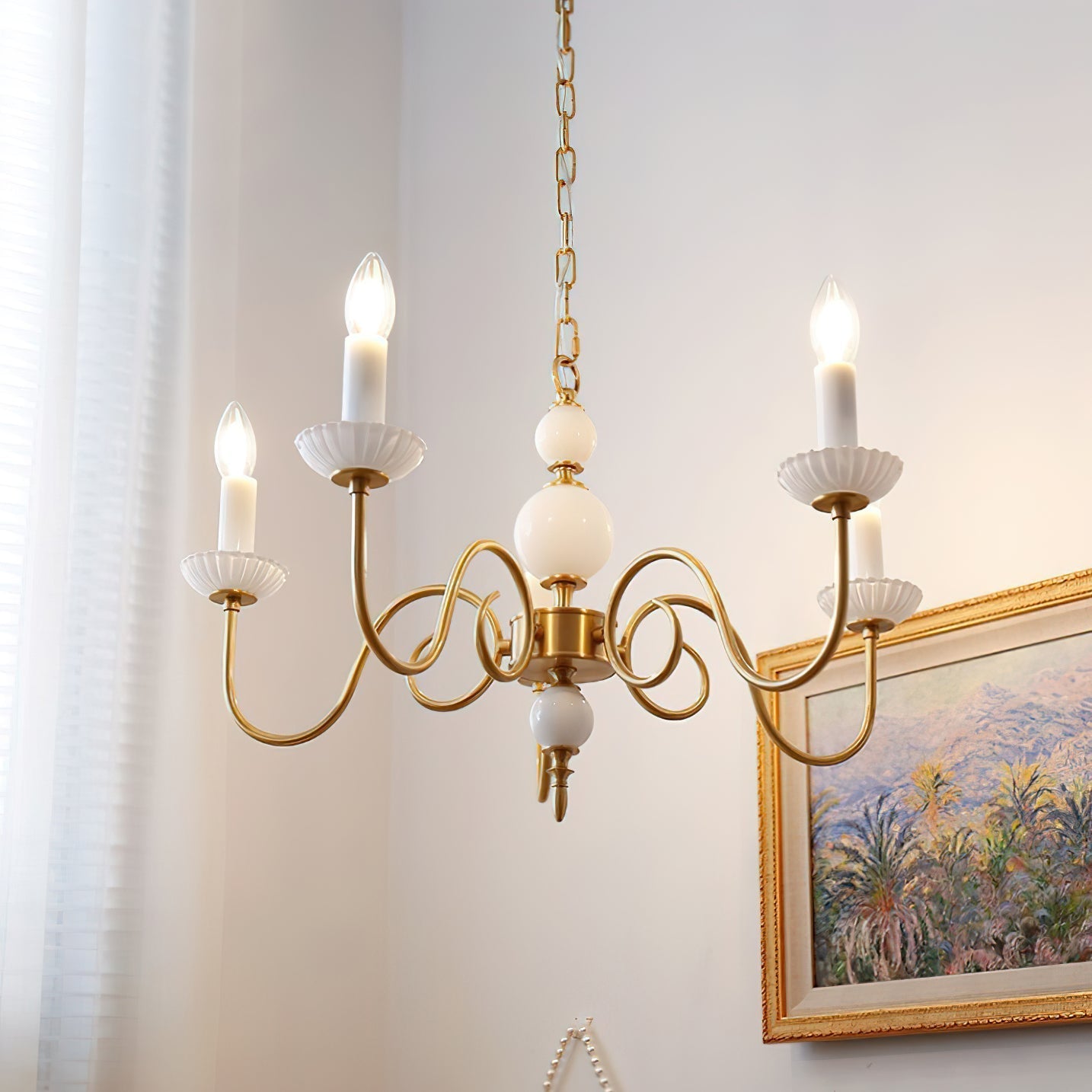 Carlita Lustre Bras Courbés en Or avec Bougies - Neutralighting