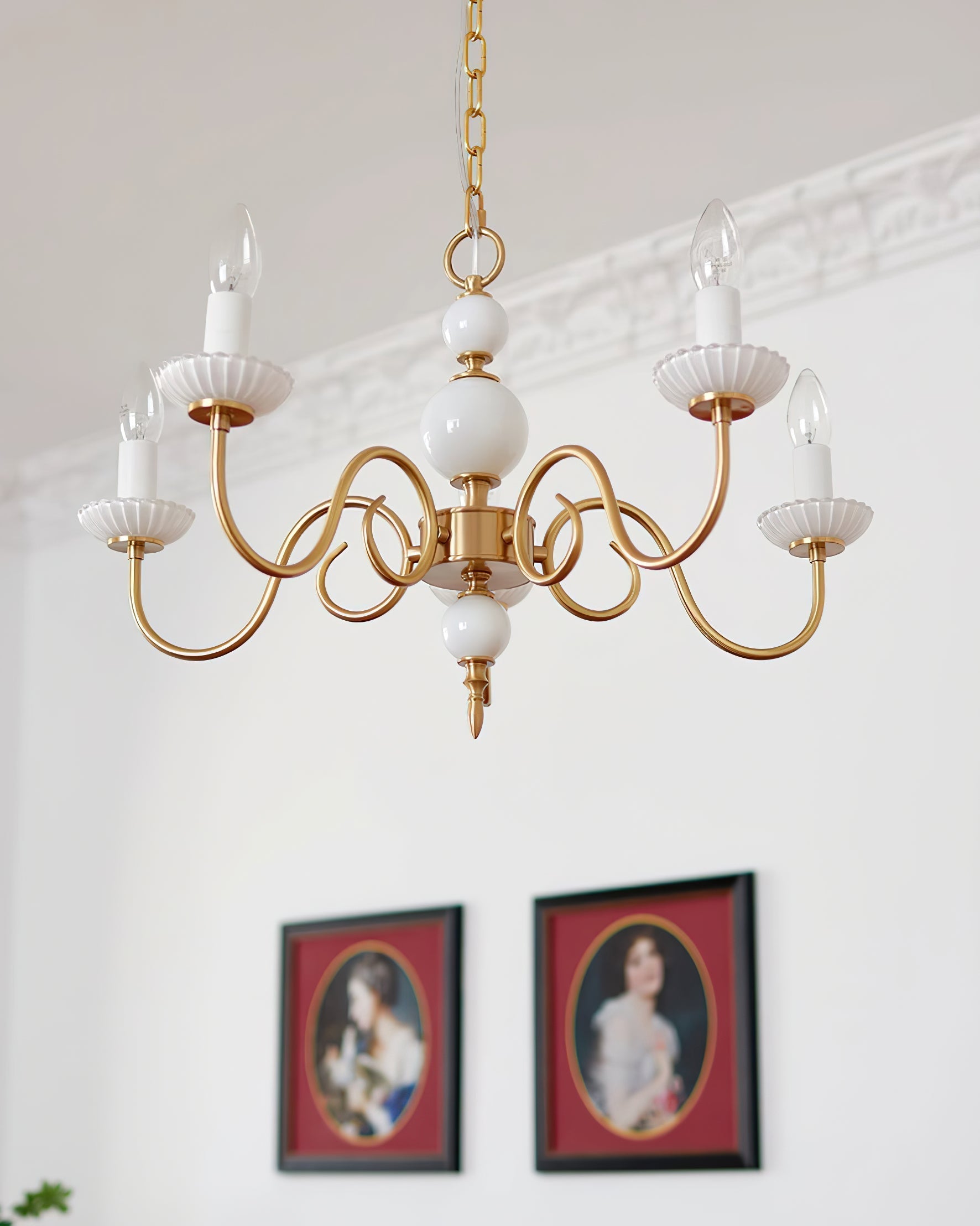Carlita Lustre Bras Courbés en Or avec Bougies - Neutralighting