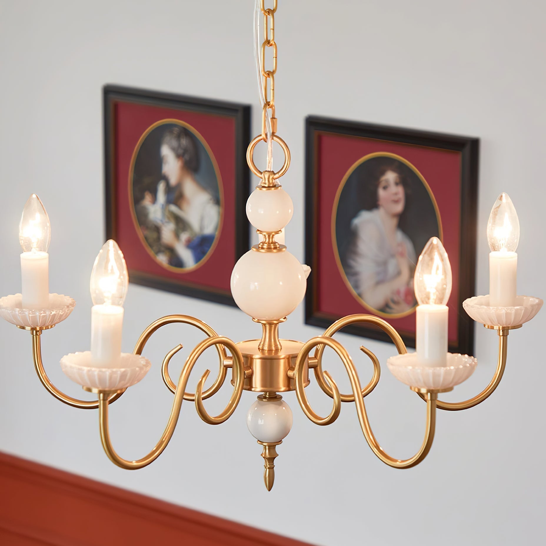 Carlita Lustre Bras Courbés en Or avec Bougies - Neutralighting
