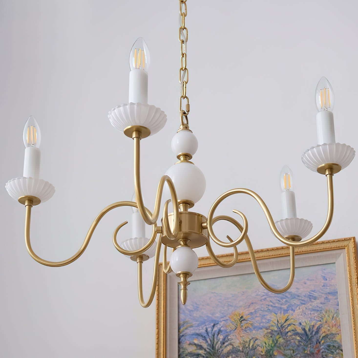 Carlita Lustre Bras Courbés en Or avec Bougies - Neutralighting