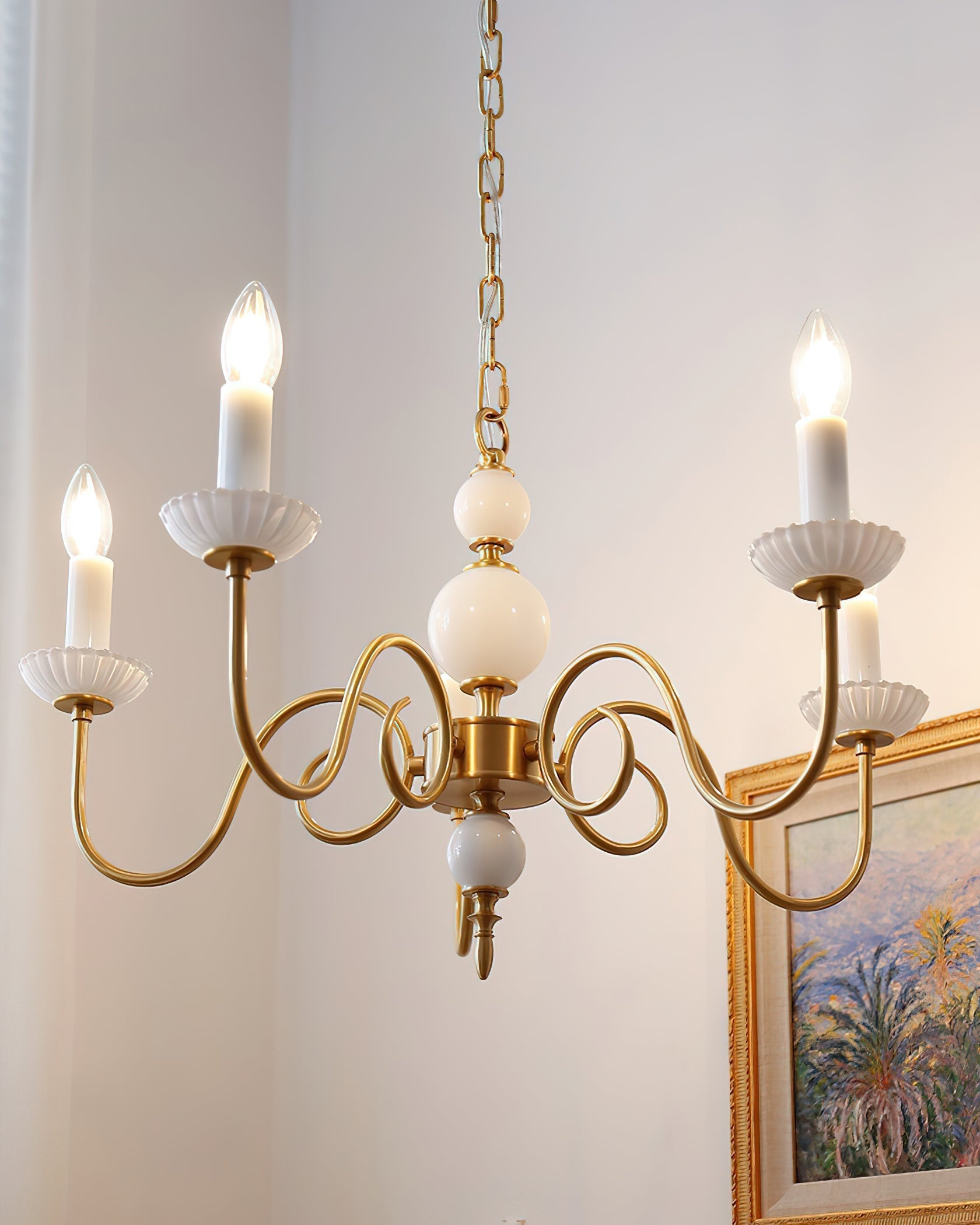 Carlita Lustre Bras Courbés en Or avec Bougies - Neutralighting