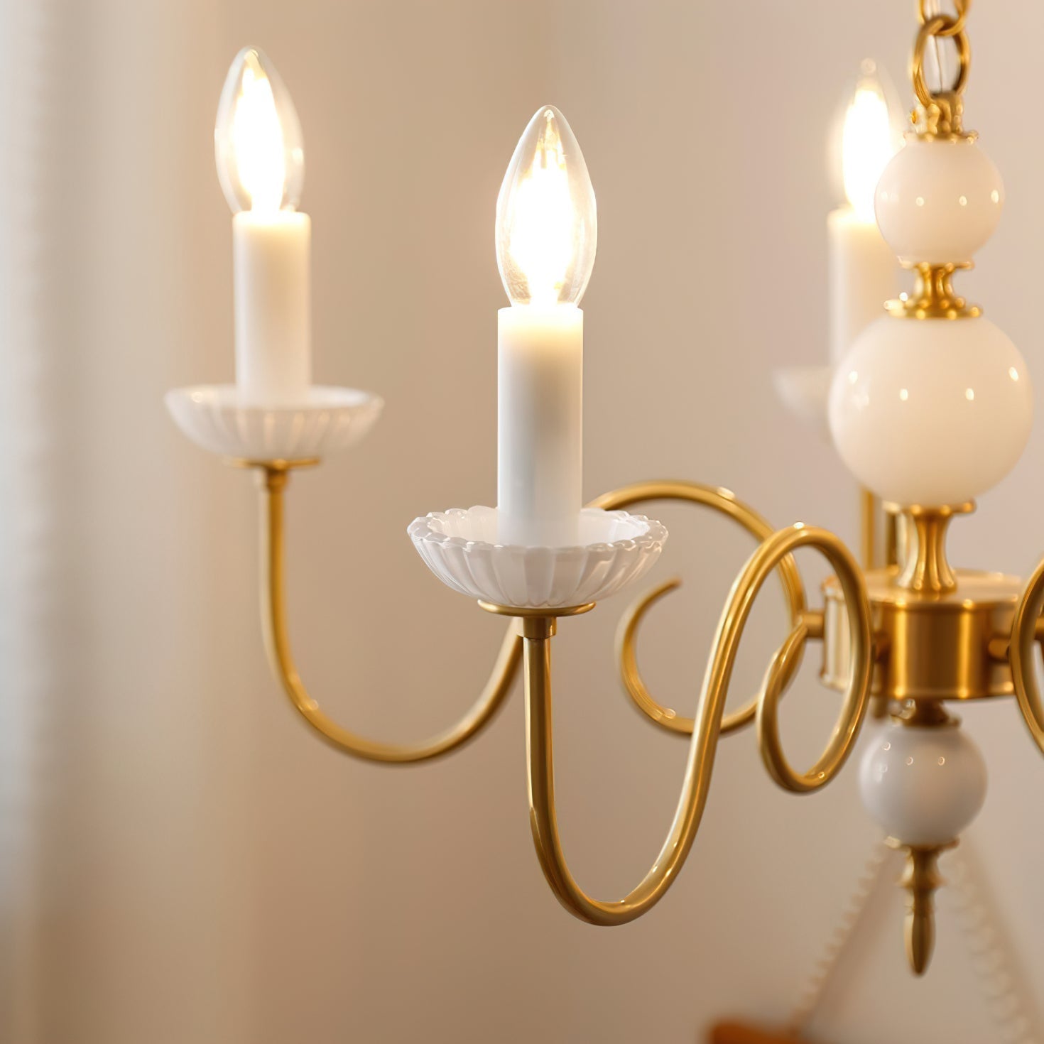 Carlita Lustre Bras Courbés en Or avec Bougies - Neutralighting