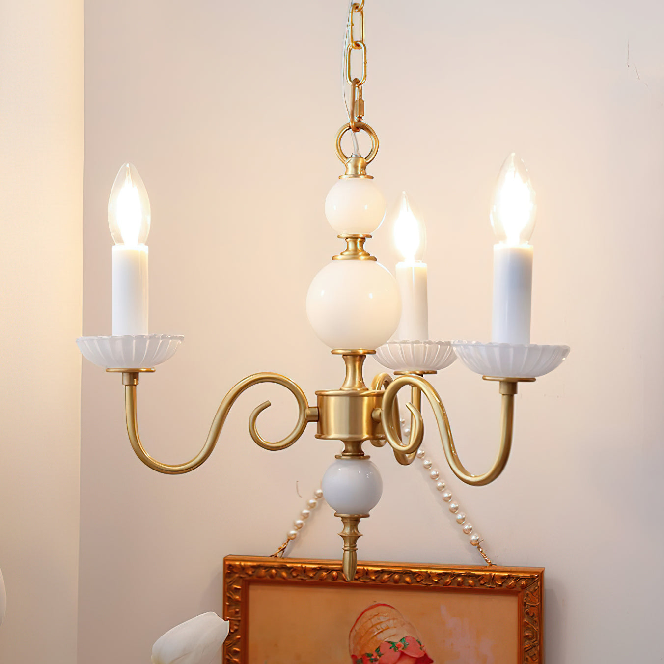 Carlita Lustre Bras Courbés en Or avec Bougies - Neutralighting