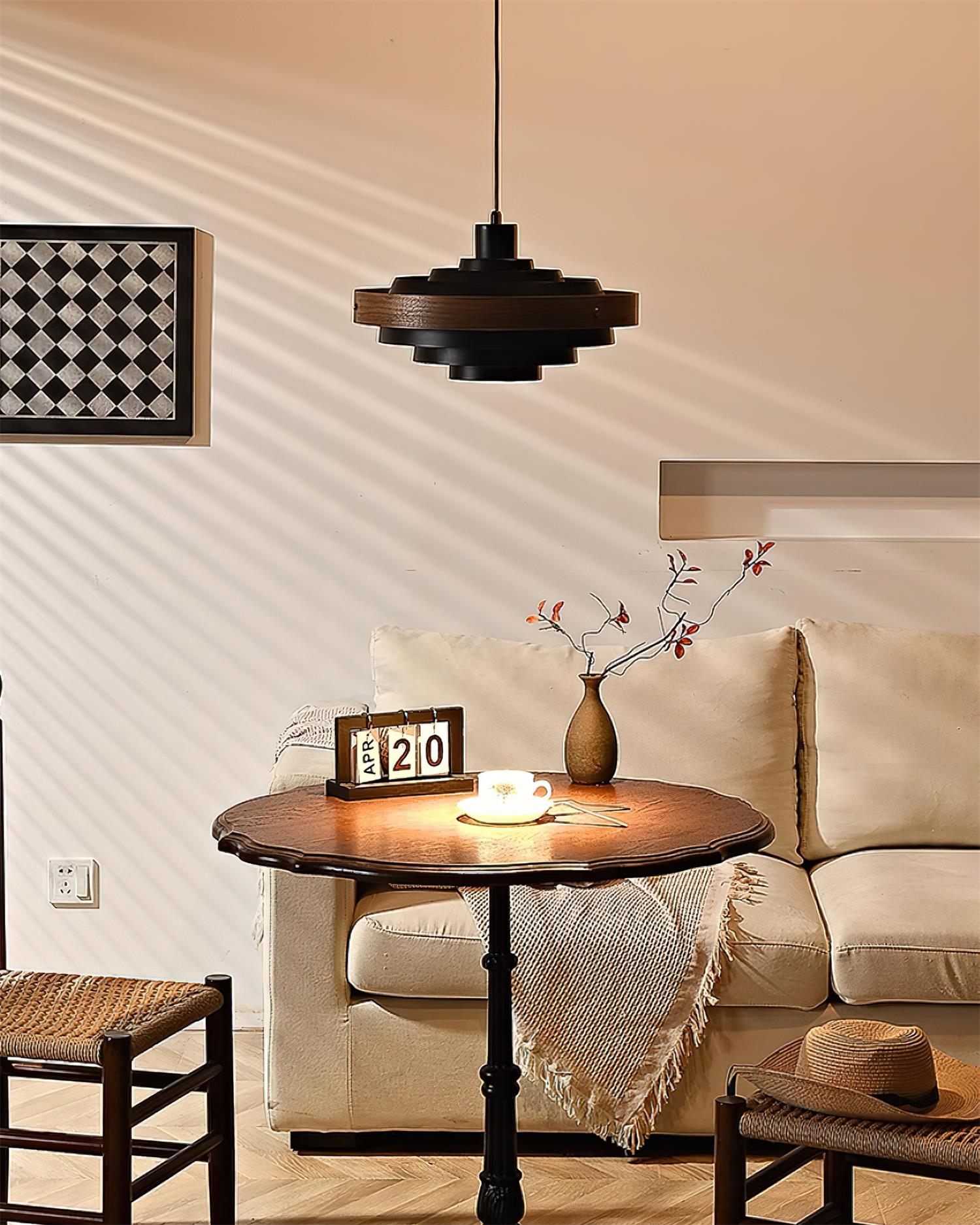Flare Lampe Pendante Moderne Abat-jour Bois Superposé - Neutralighting