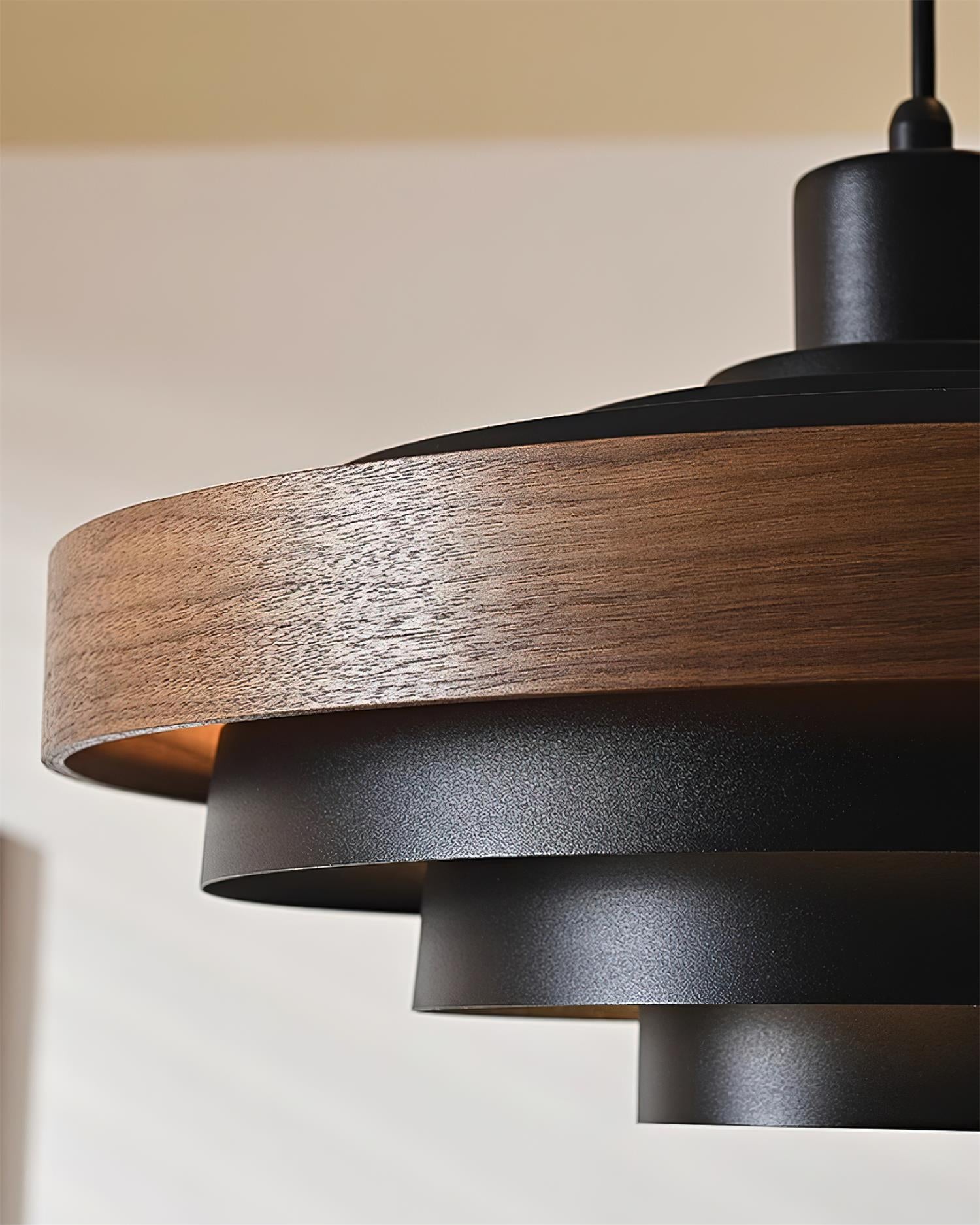 Flare Lampe Pendante Moderne Abat-jour Bois Superposé - Neutralighting