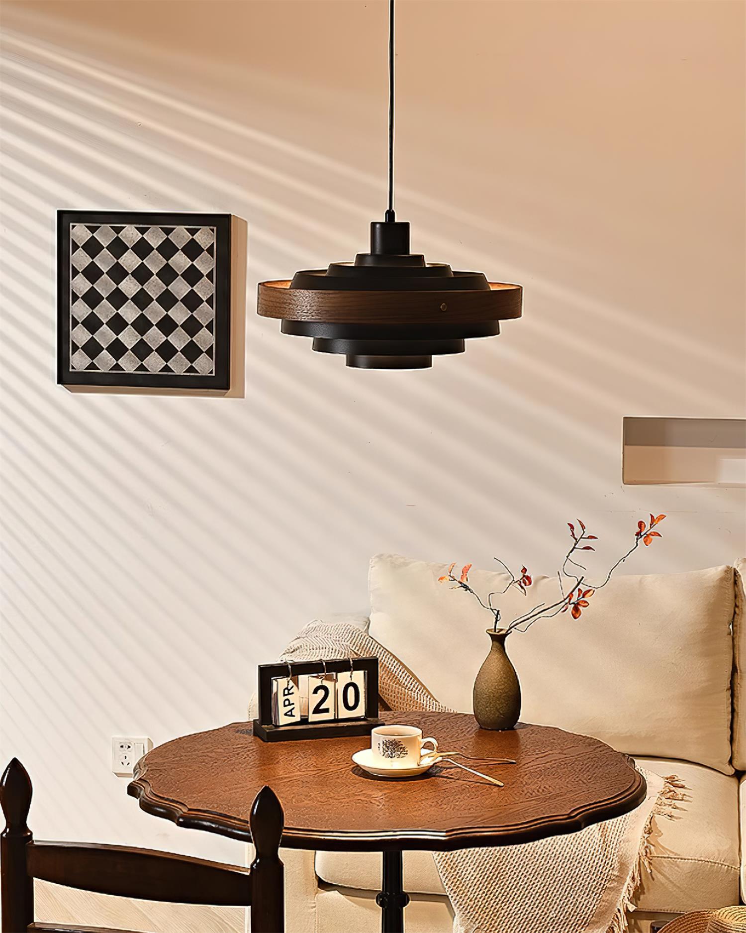 Flare Lampe Pendante Moderne Abat-jour Bois Superposé - Neutralighting