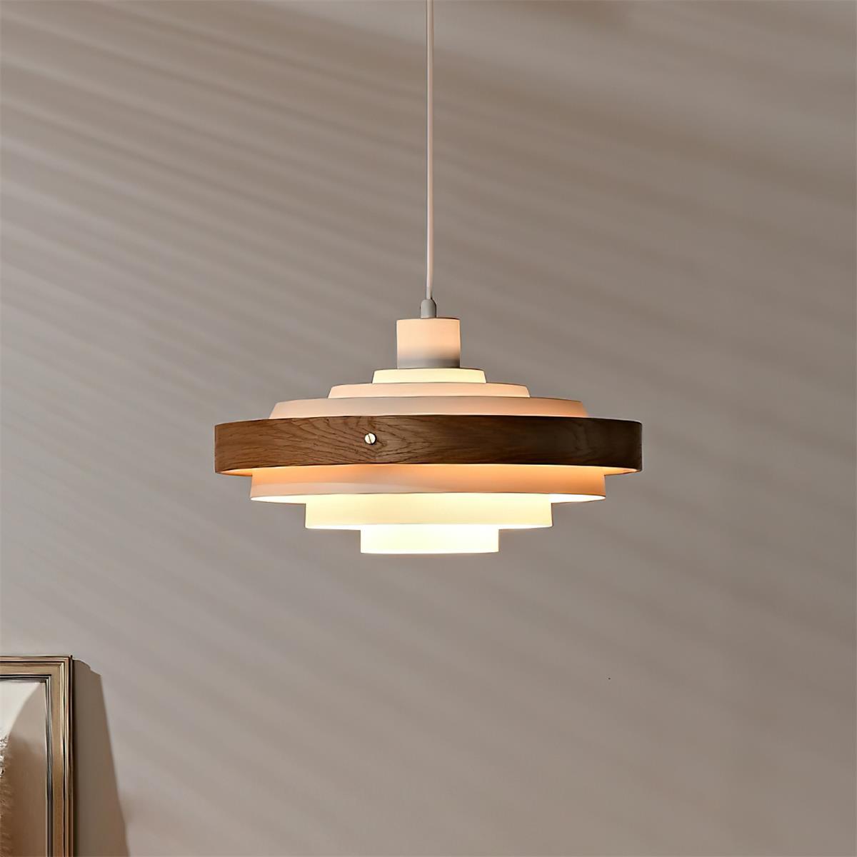 Flare Lampe Pendante Moderne Abat-jour Bois Superposé - Neutralighting