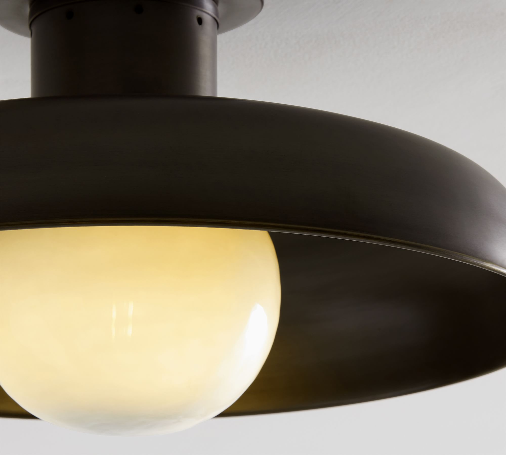 Quasar Modern Minimalist Metal Glass Semi Flush Ceiling Lamp - Lamp Copper