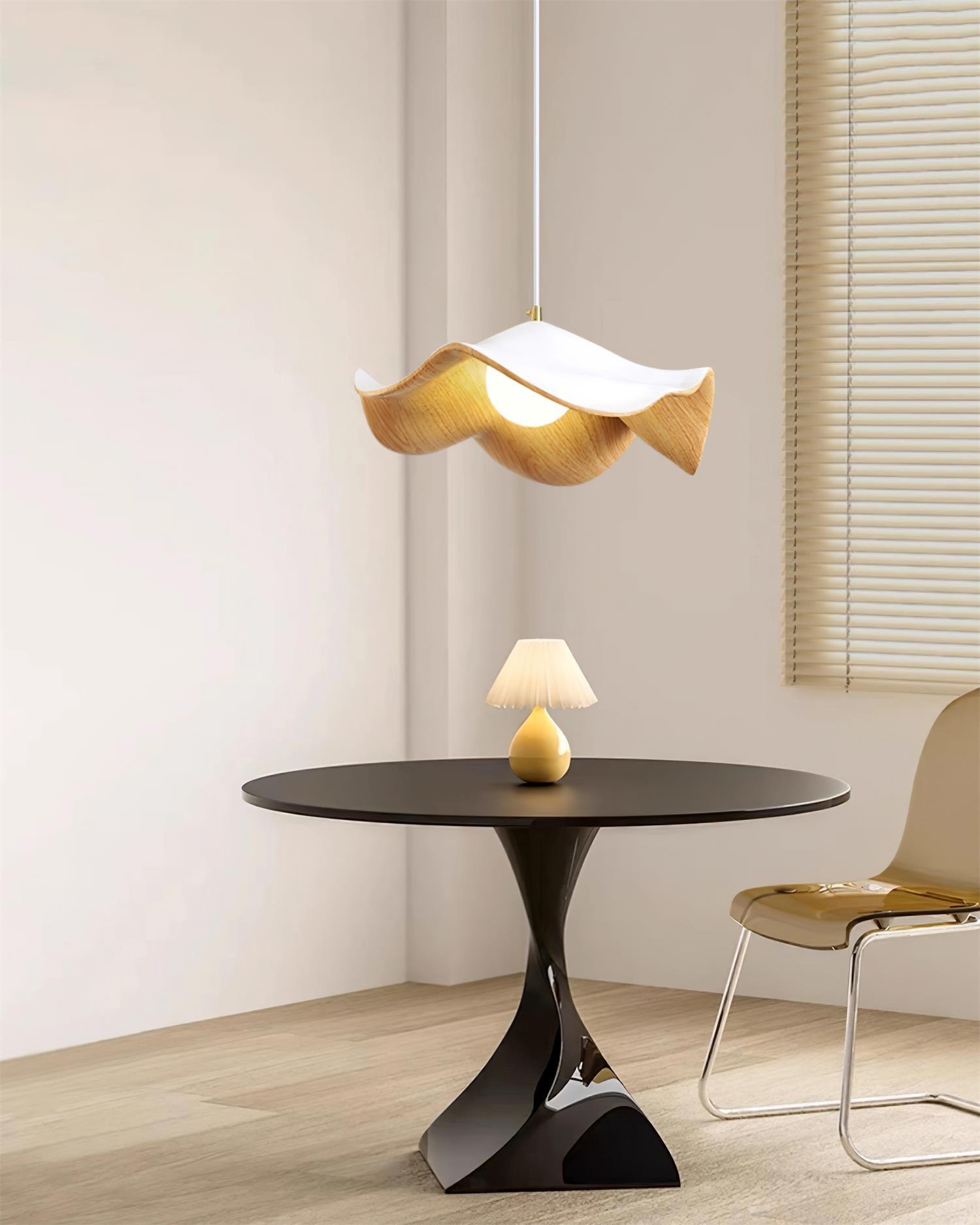 Brioce Suspension avec abat-jour en résine blanc et noyer pour salon et salle à manger - Neutralighting
