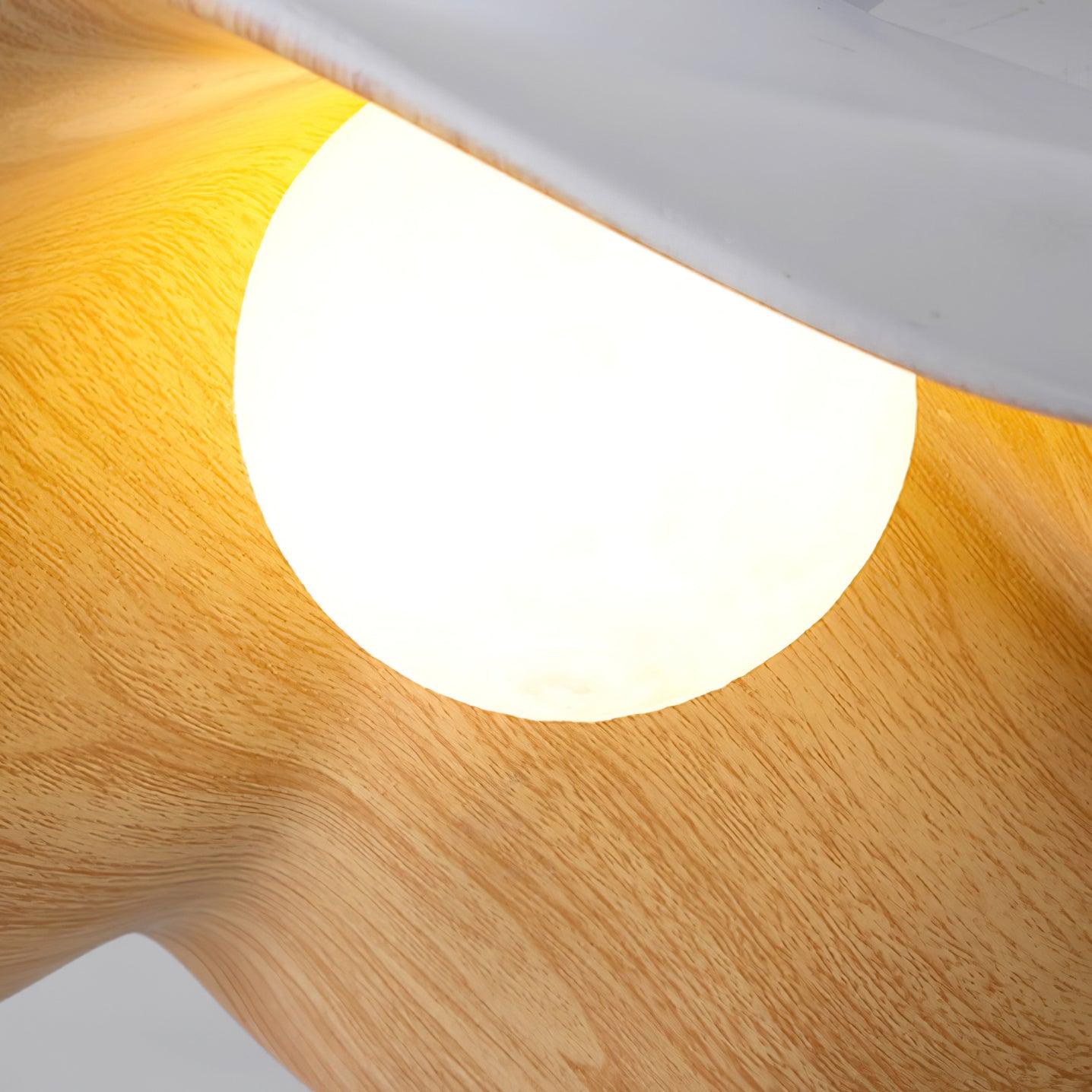 Brioce Suspension avec abat-jour en résine blanc et noyer pour salon et salle à manger - Neutralighting