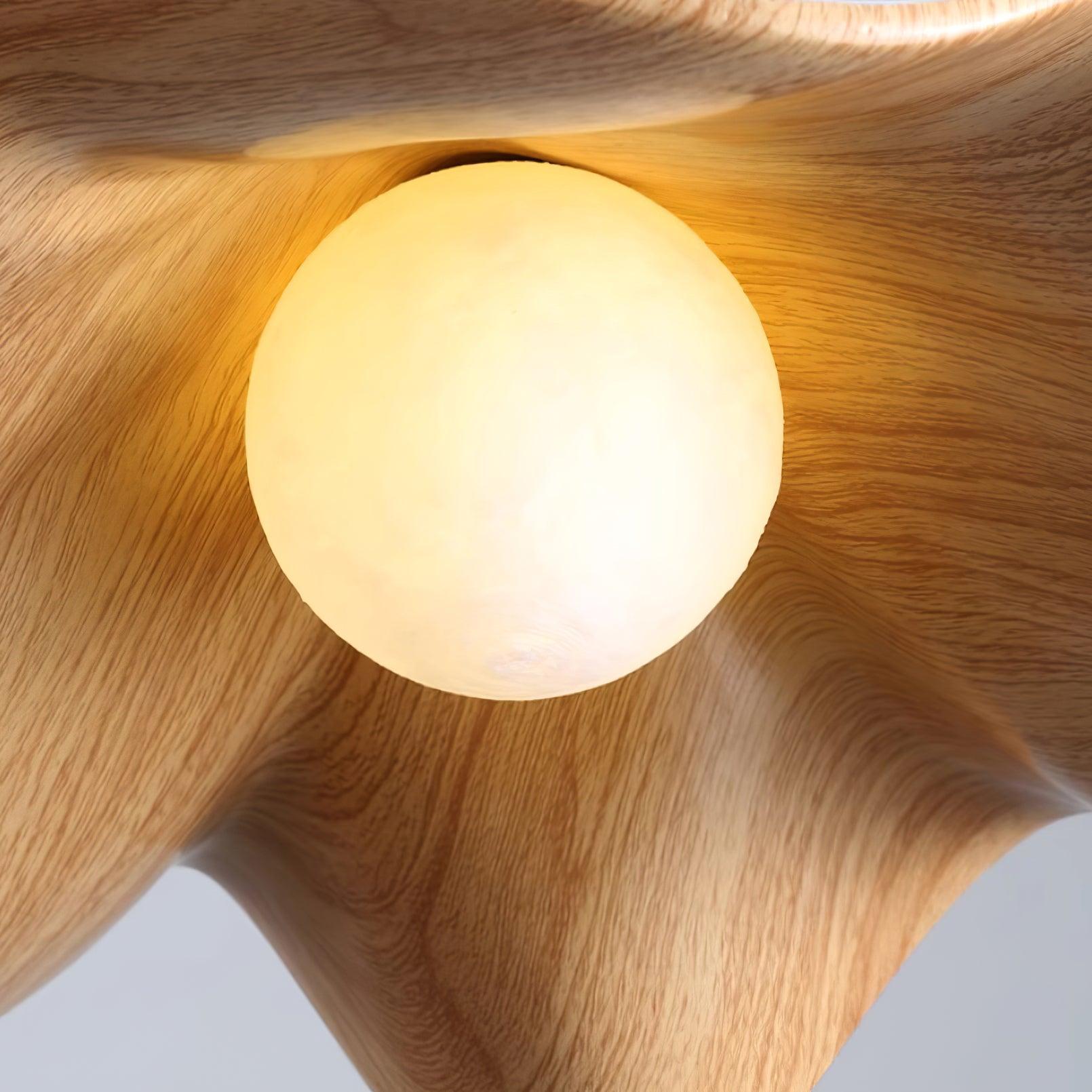 Brioce Suspension avec abat-jour en résine blanc et noyer pour salon et salle à manger - Neutralighting