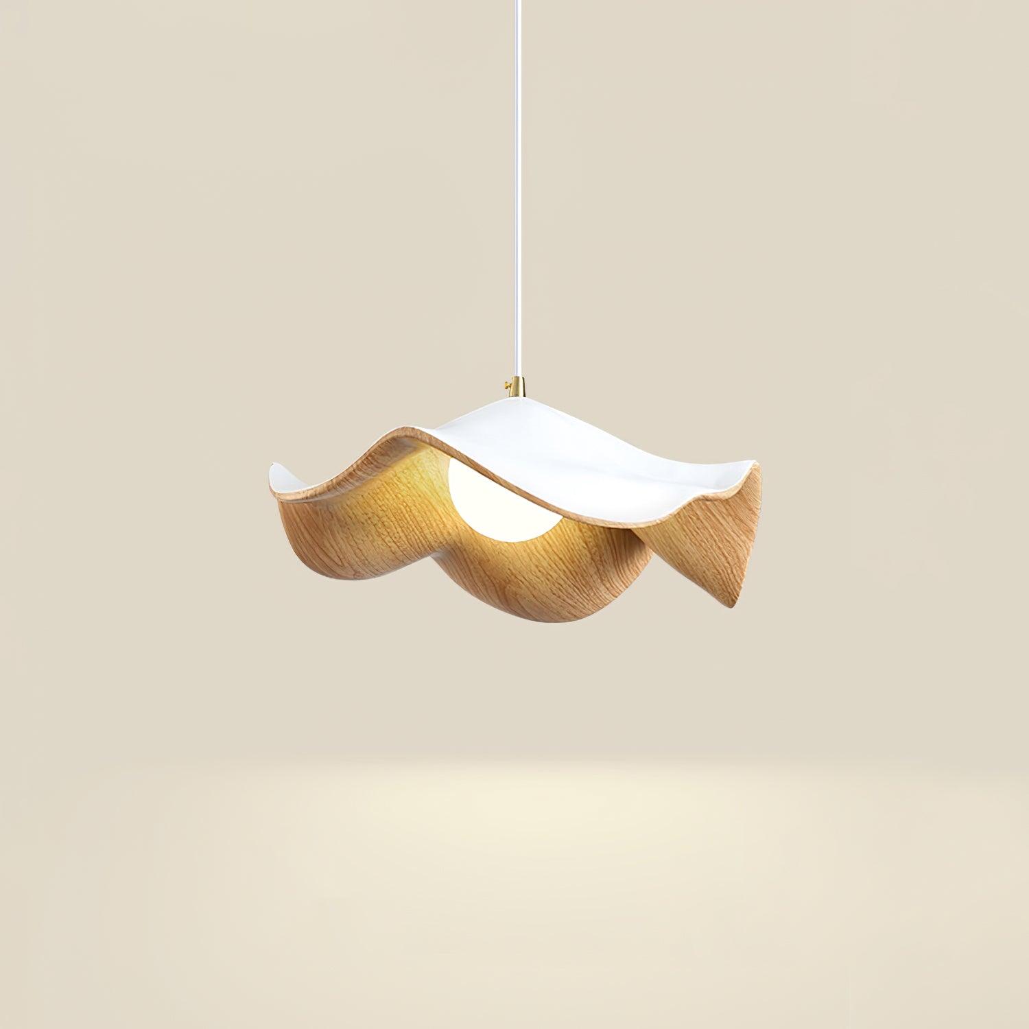 Brioce Suspension avec abat-jour en résine blanc et noyer pour salon et salle à manger - Neutralighting