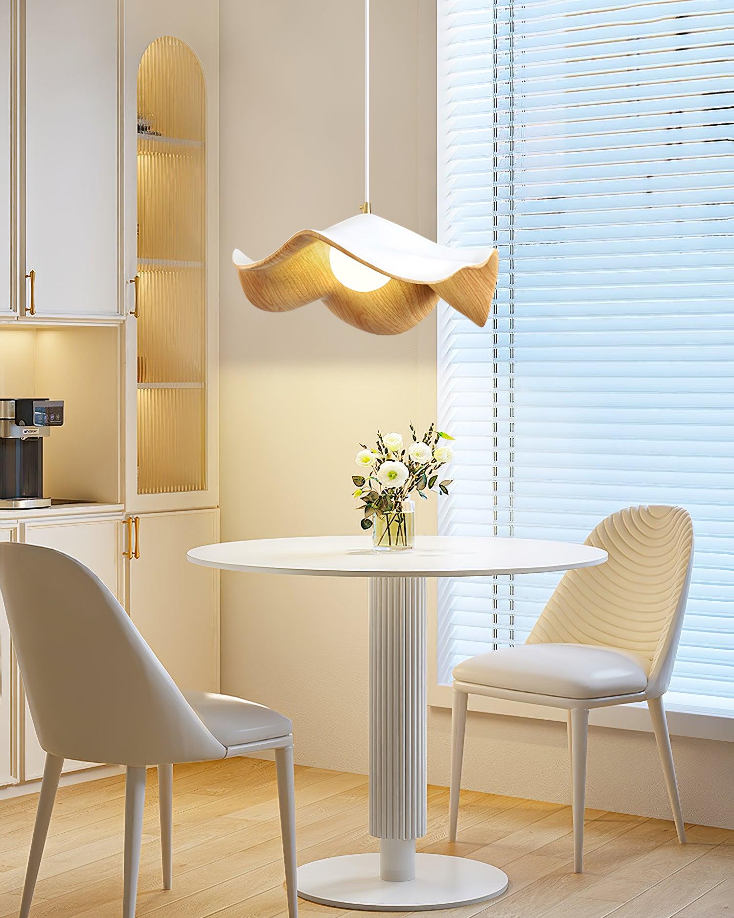Brioce Suspension avec abat-jour en résine blanc et noyer pour salon et salle à manger - Neutralighting