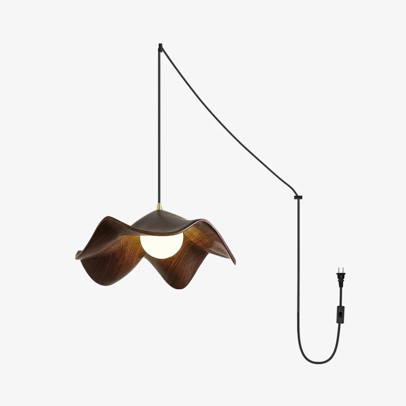 Brioce Suspension avec abat-jour en résine blanc et noyer pour salon et salle à manger - Neutralighting