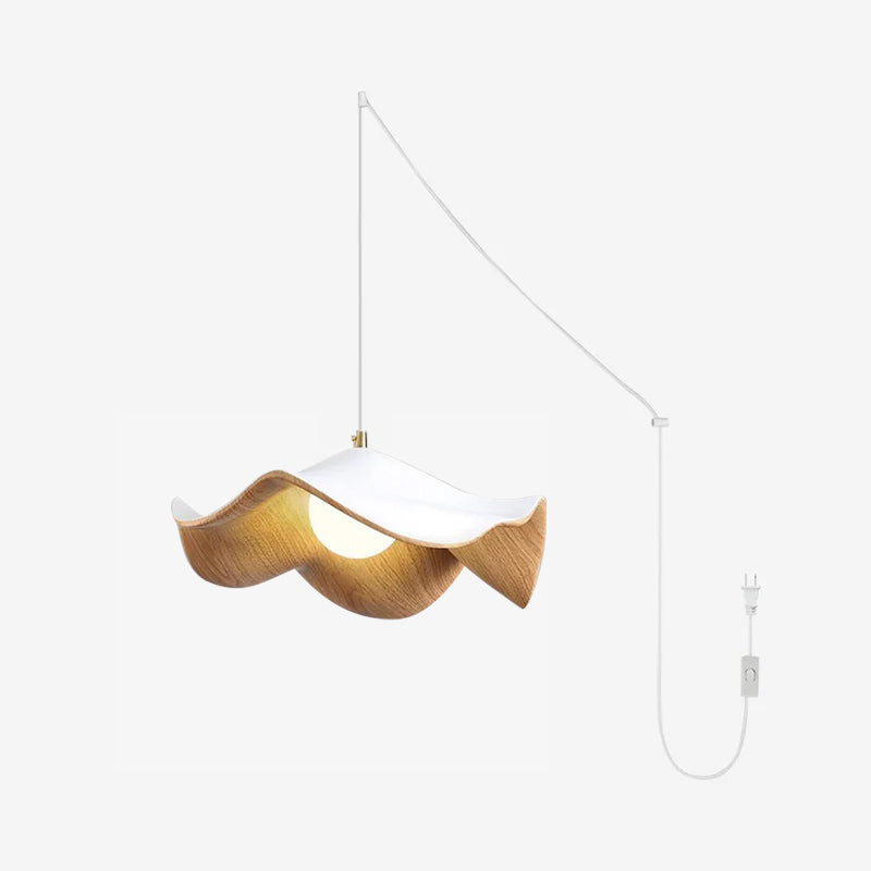 Brioce Suspension avec abat-jour en résine blanc et noyer pour salon et salle à manger - Neutralighting