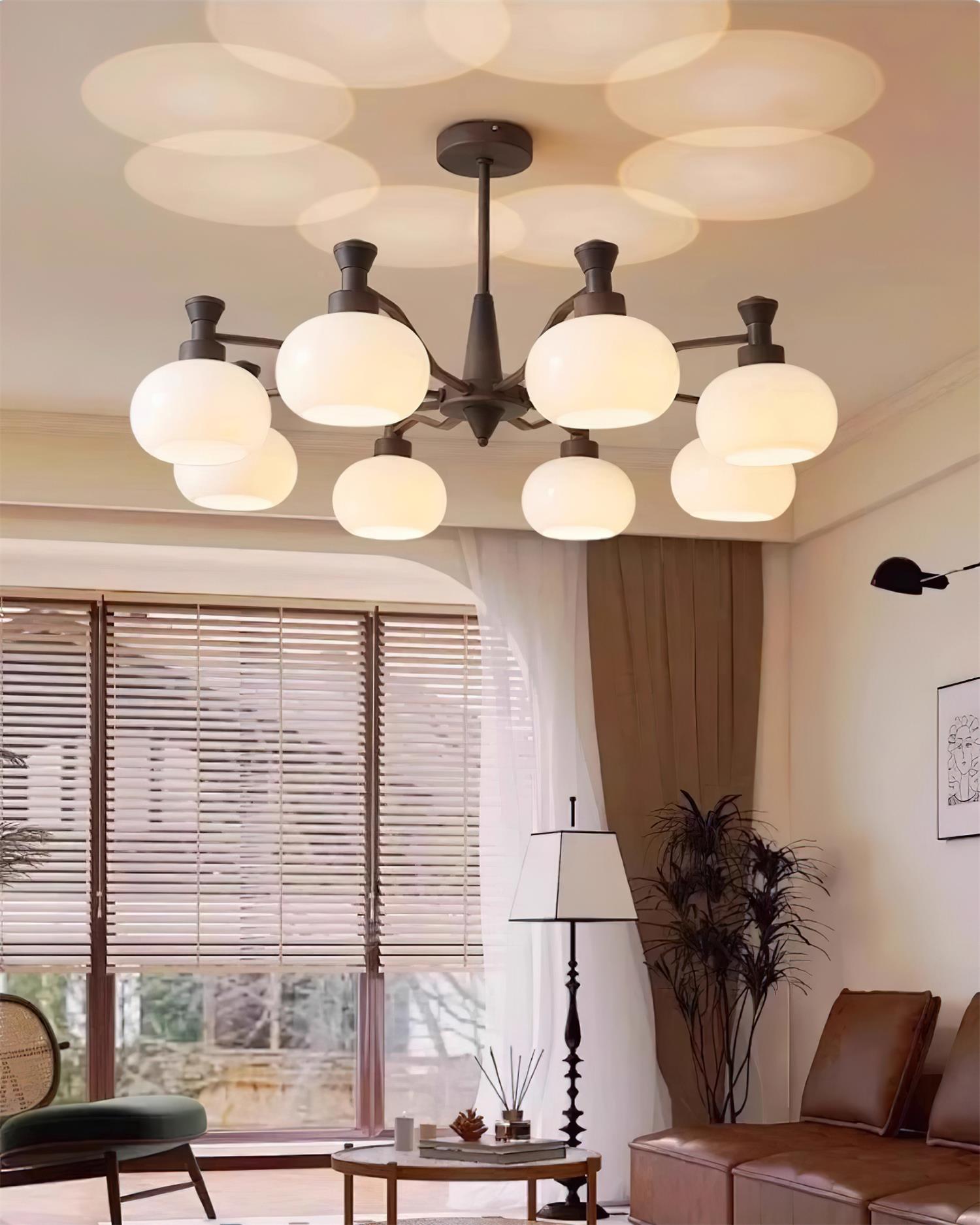 Cassia Lustre Globe en Verre Opale Bras - Neutralighting