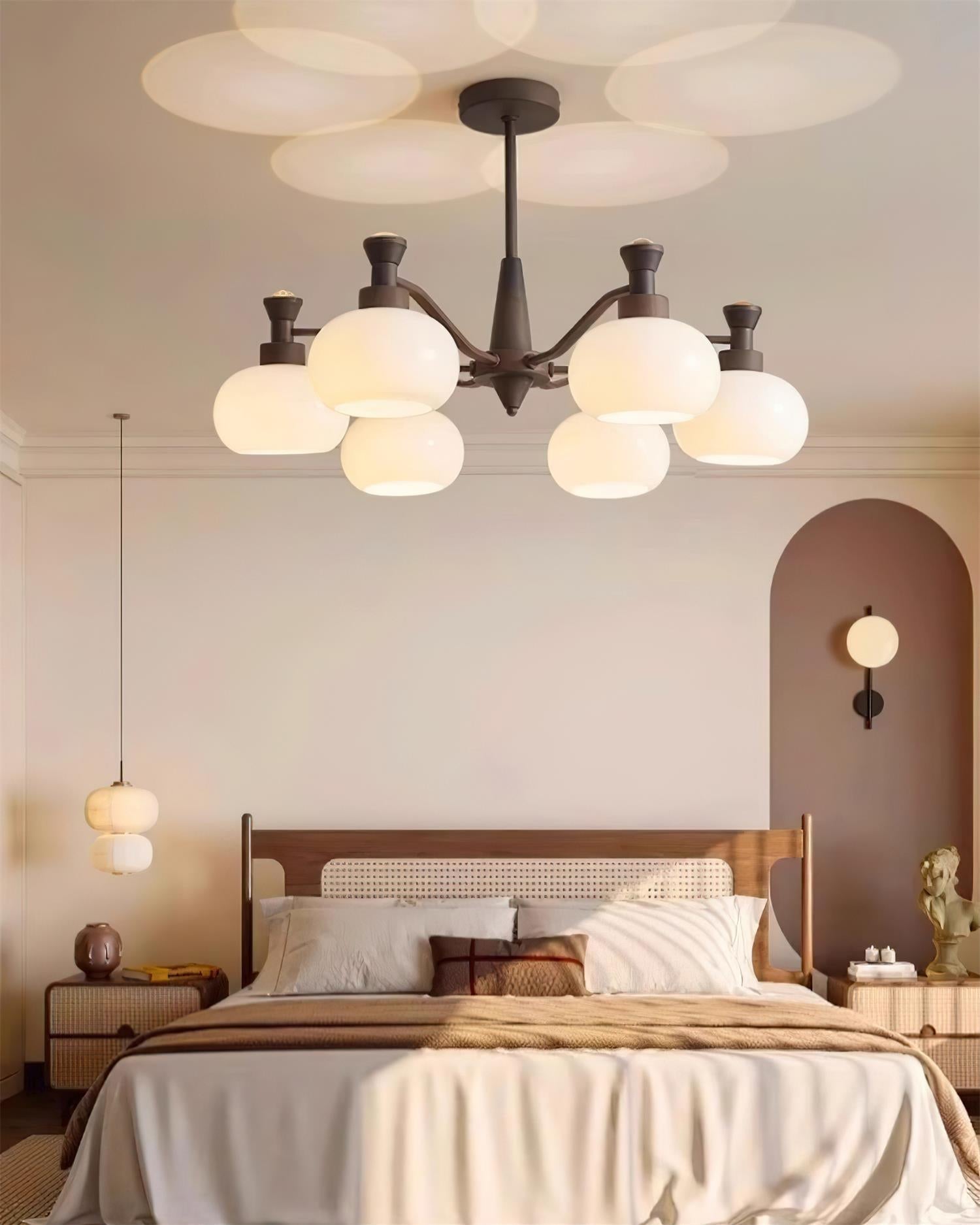 Cassia Lustre Globe en Verre Opale Bras - Neutralighting