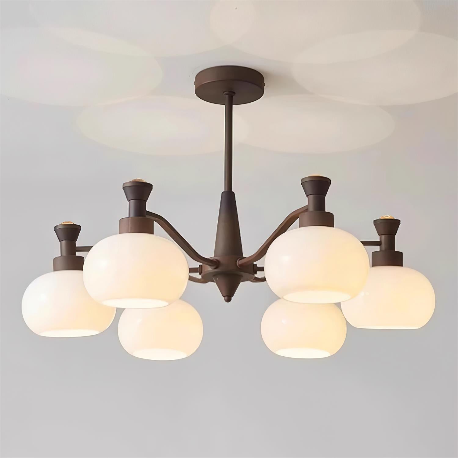 Cassia Lustre Globe en Verre Opale Bras - Neutralighting