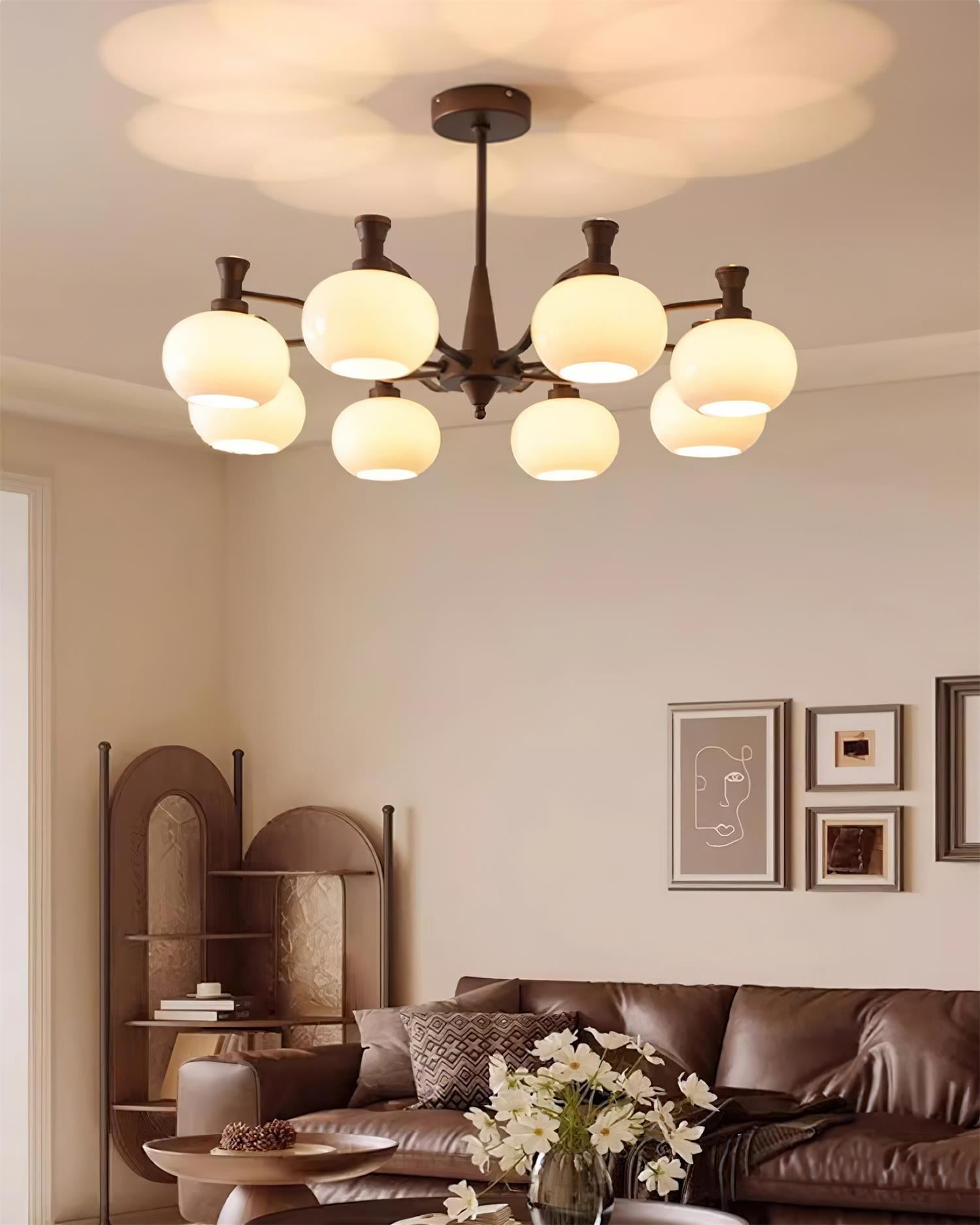Cassia Lustre Globe en Verre Opale Bras - Neutralighting