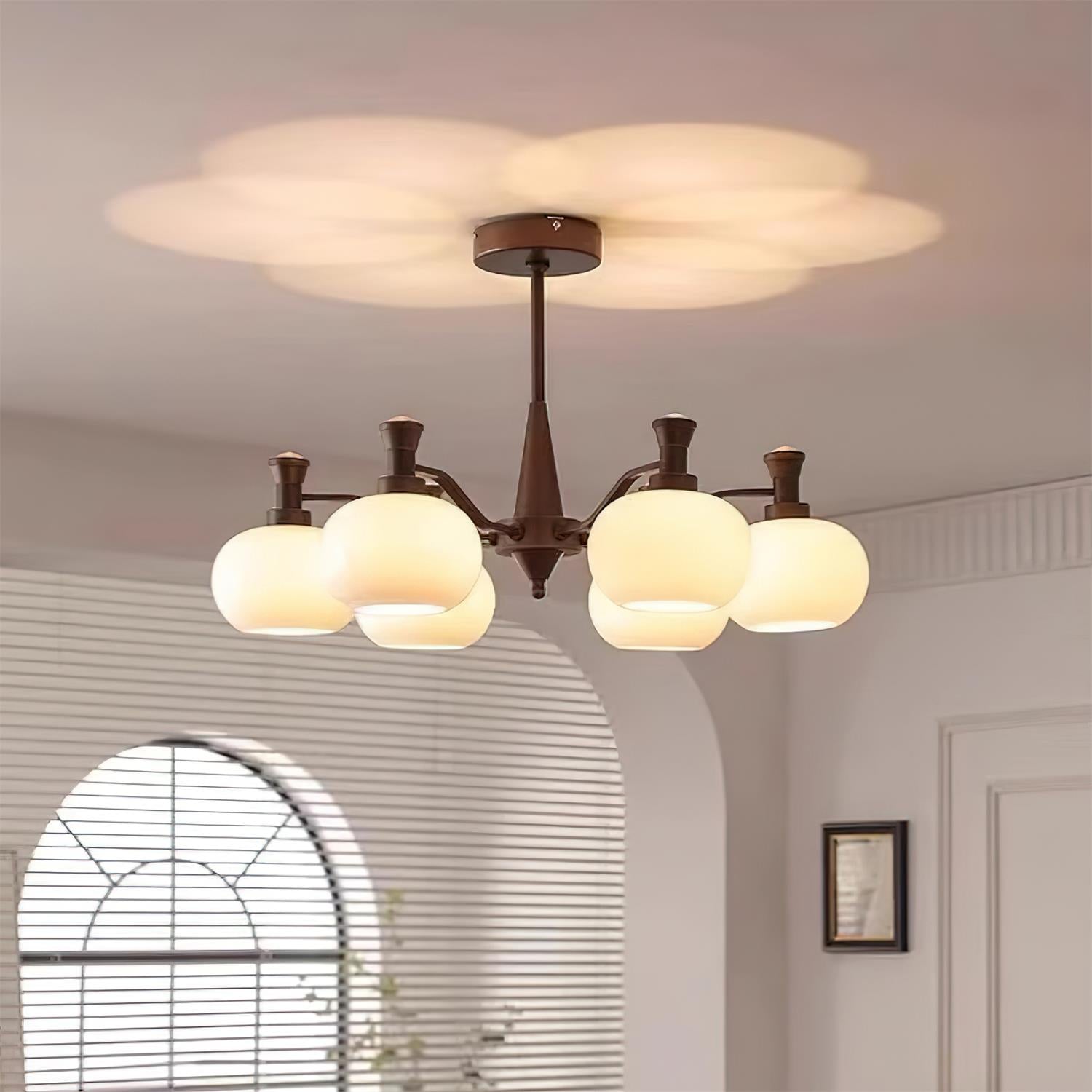 Cassia Lustre Globe en Verre Opale Bras - Neutralighting
