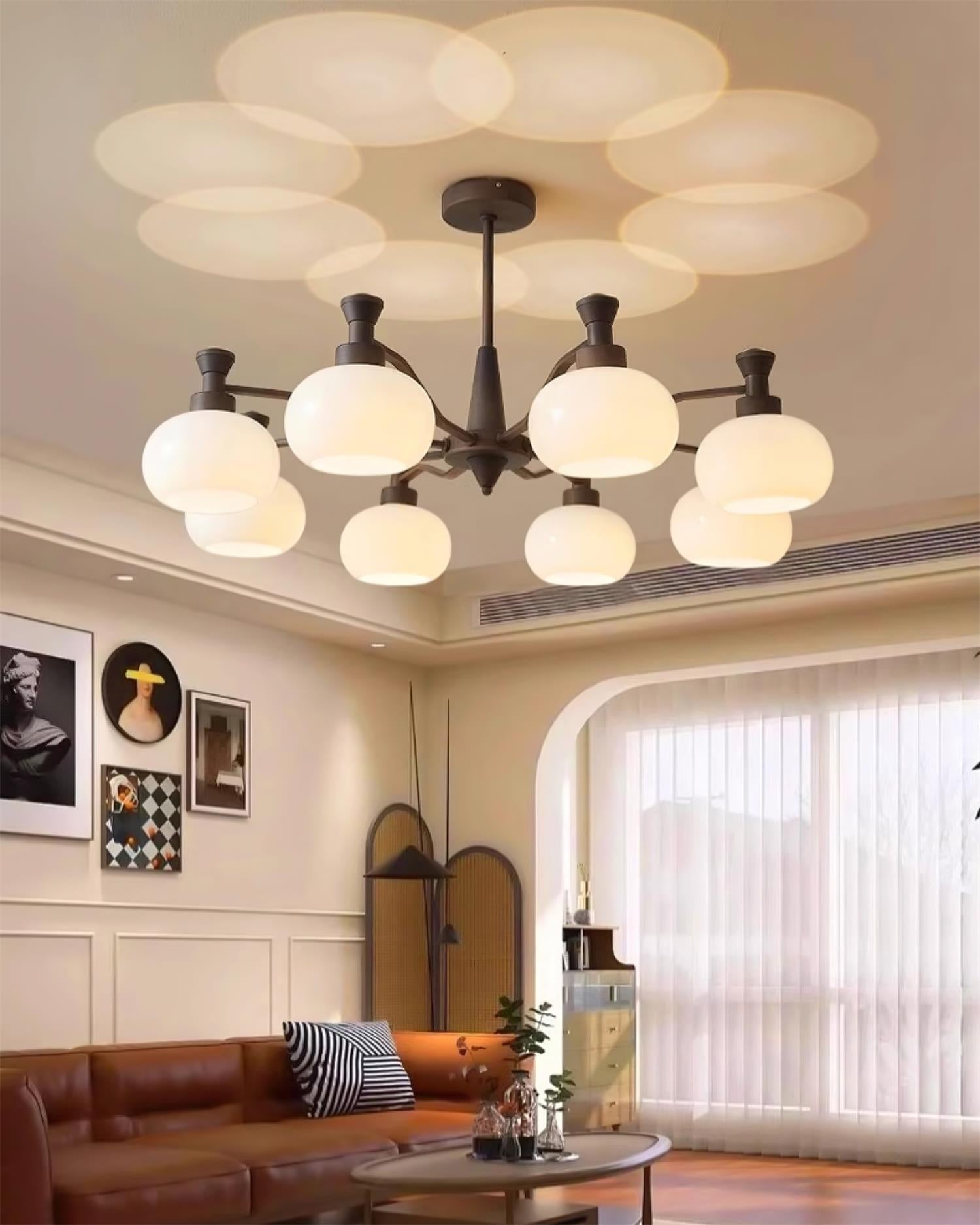 Cassia Lustre Globe en Verre Opale Bras - Neutralighting