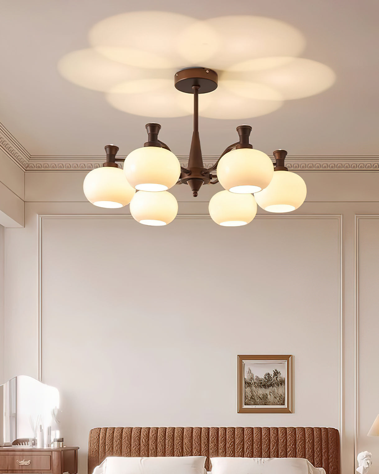 Cassia Lustre Globe en Verre Opale Bras - Neutralighting