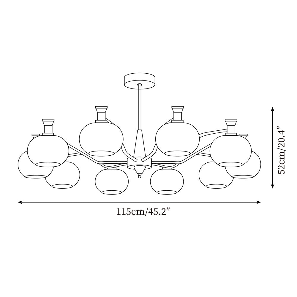 Cassia Lustre Globe en Verre Opale Bras - Neutralighting