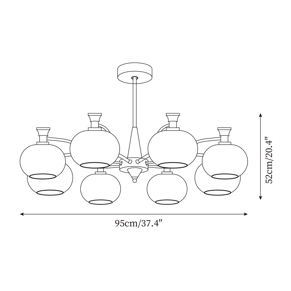 Cassia Lustre Globe en Verre Opale Bras - Neutralighting
