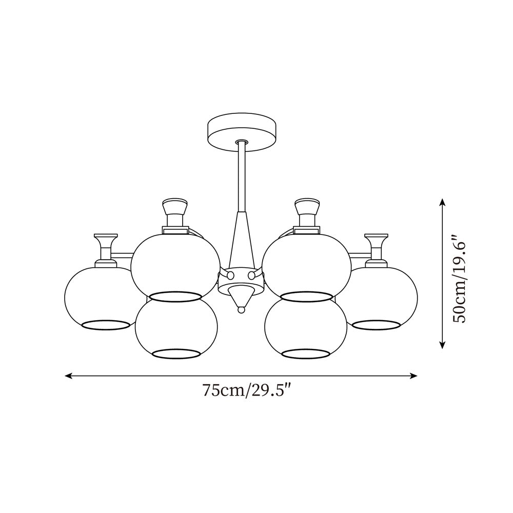 Cassia Lustre Globe en Verre Opale Bras - Neutralighting