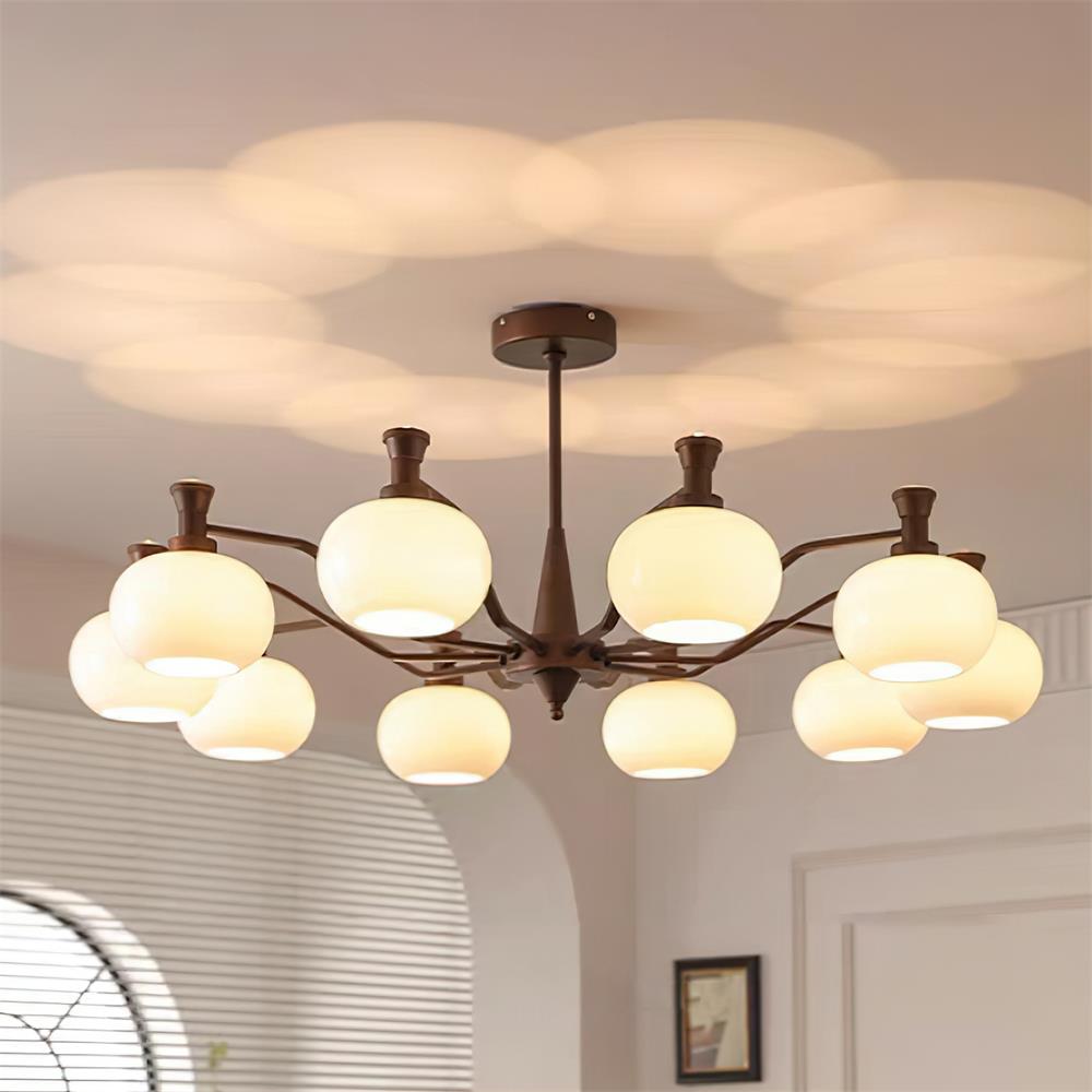 Cassia Lustre Globe en Verre Opale Bras - Neutralighting