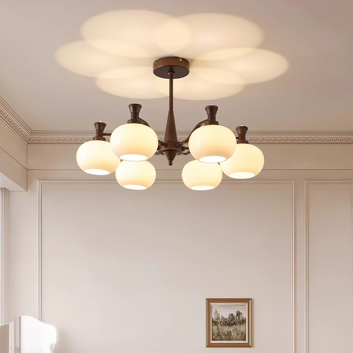 Cassia Lustre Globe en Verre Opale Bras - Neutralighting