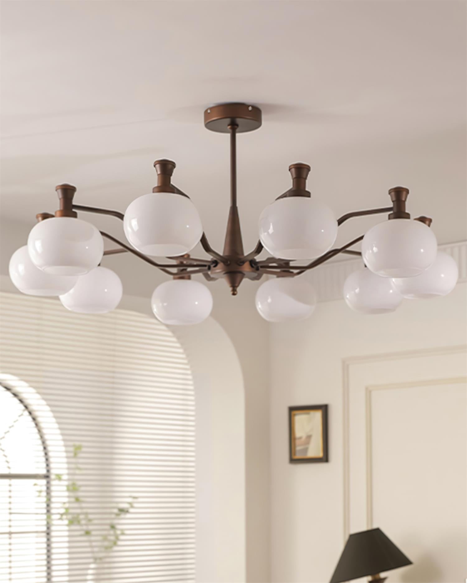 Cassia Lustre Globe en Verre Opale Bras - Neutralighting
