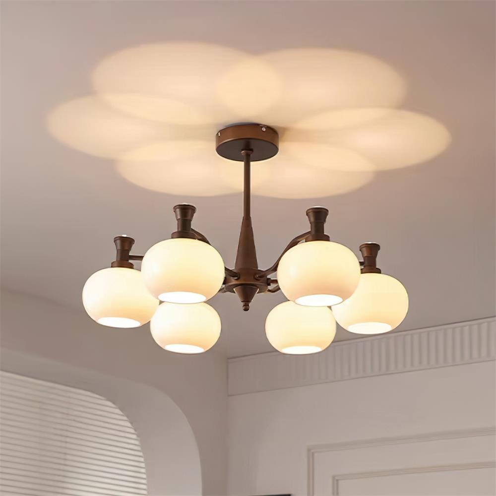 Cassia Lustre Globe en Verre Opale Bras - Neutralighting