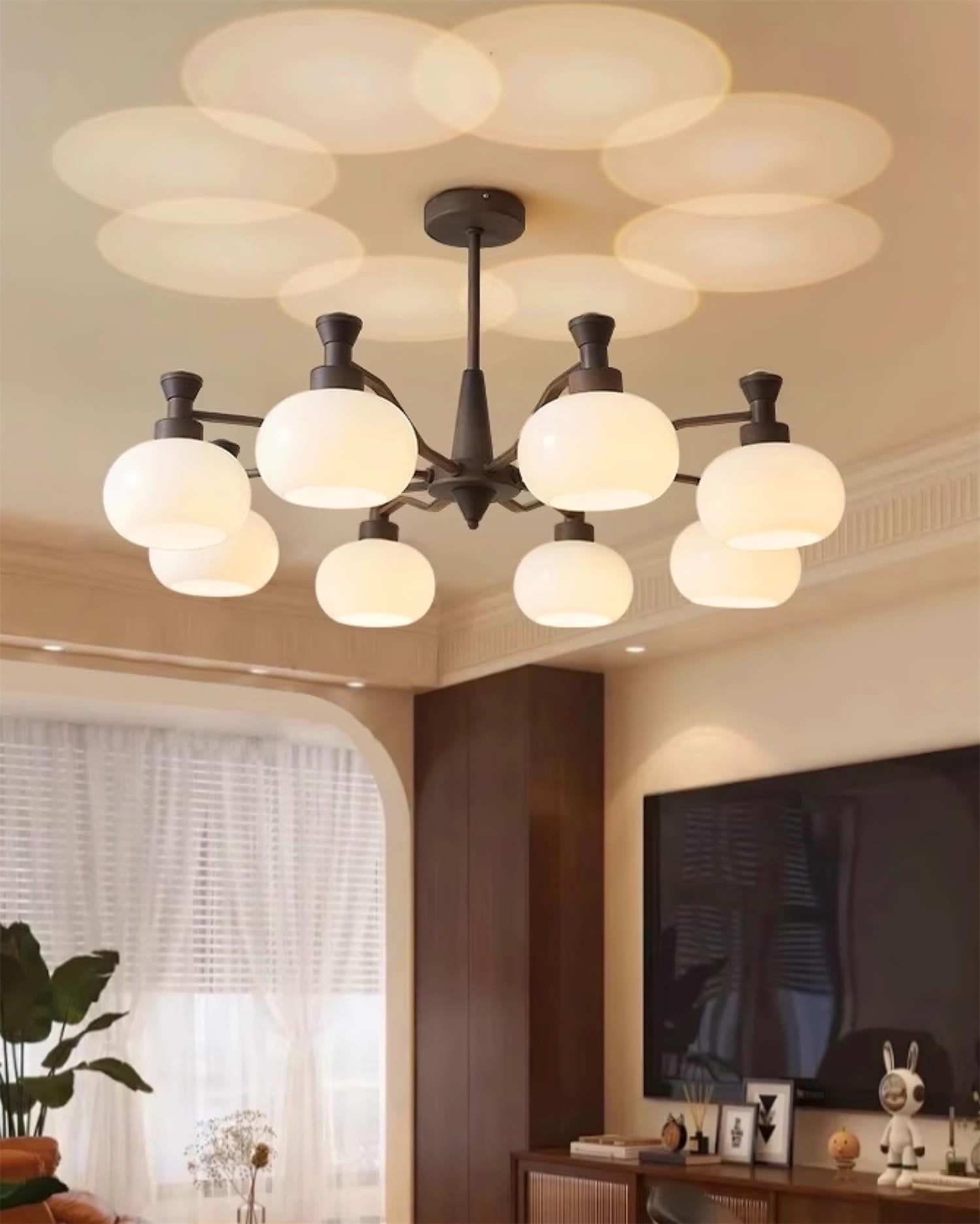 Cassia Lustre Globe en Verre Opale Bras - Neutralighting