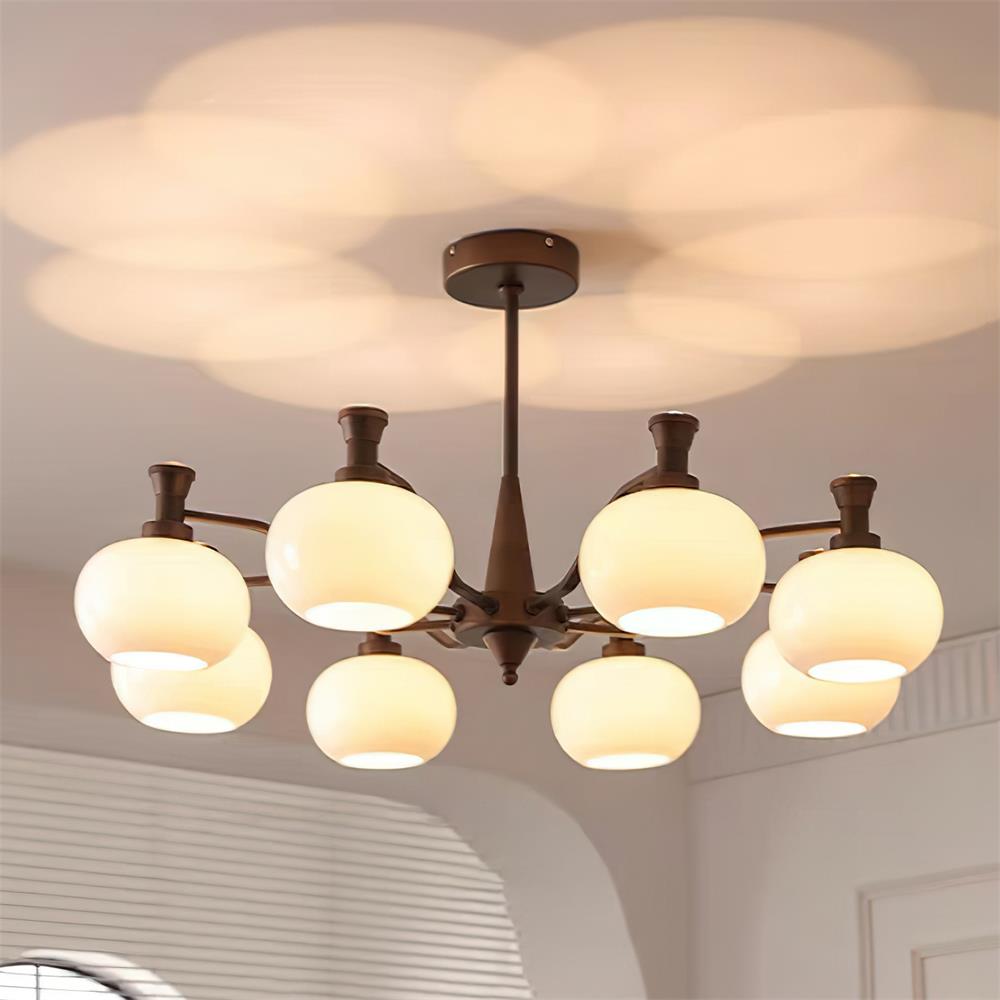 Cassia Lustre Globe en Verre Opale Bras - Neutralighting