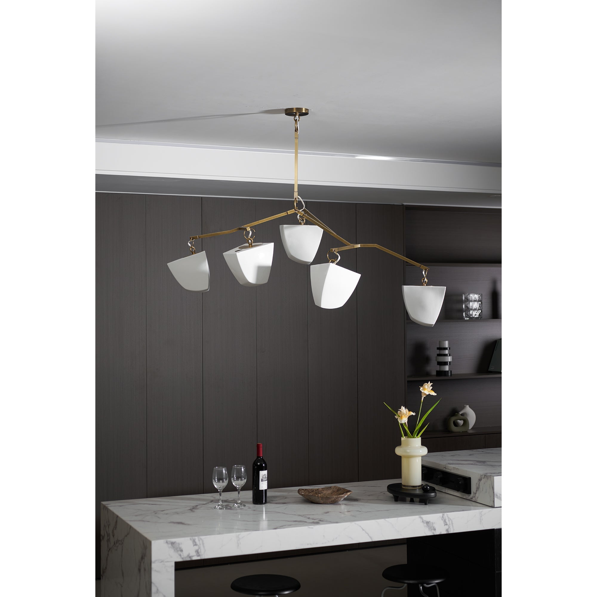 Iris Lustre en Laiton et Céramique à Créativité Individuelle Mobile - Neutralighting