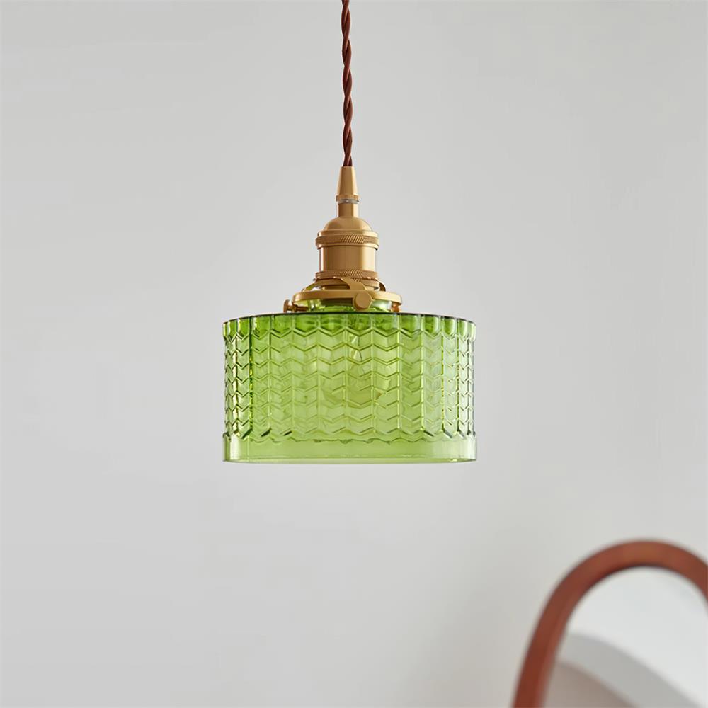 Cavella Suspension Lampe en Verre Texturé Vert Vintage - Neutralighting