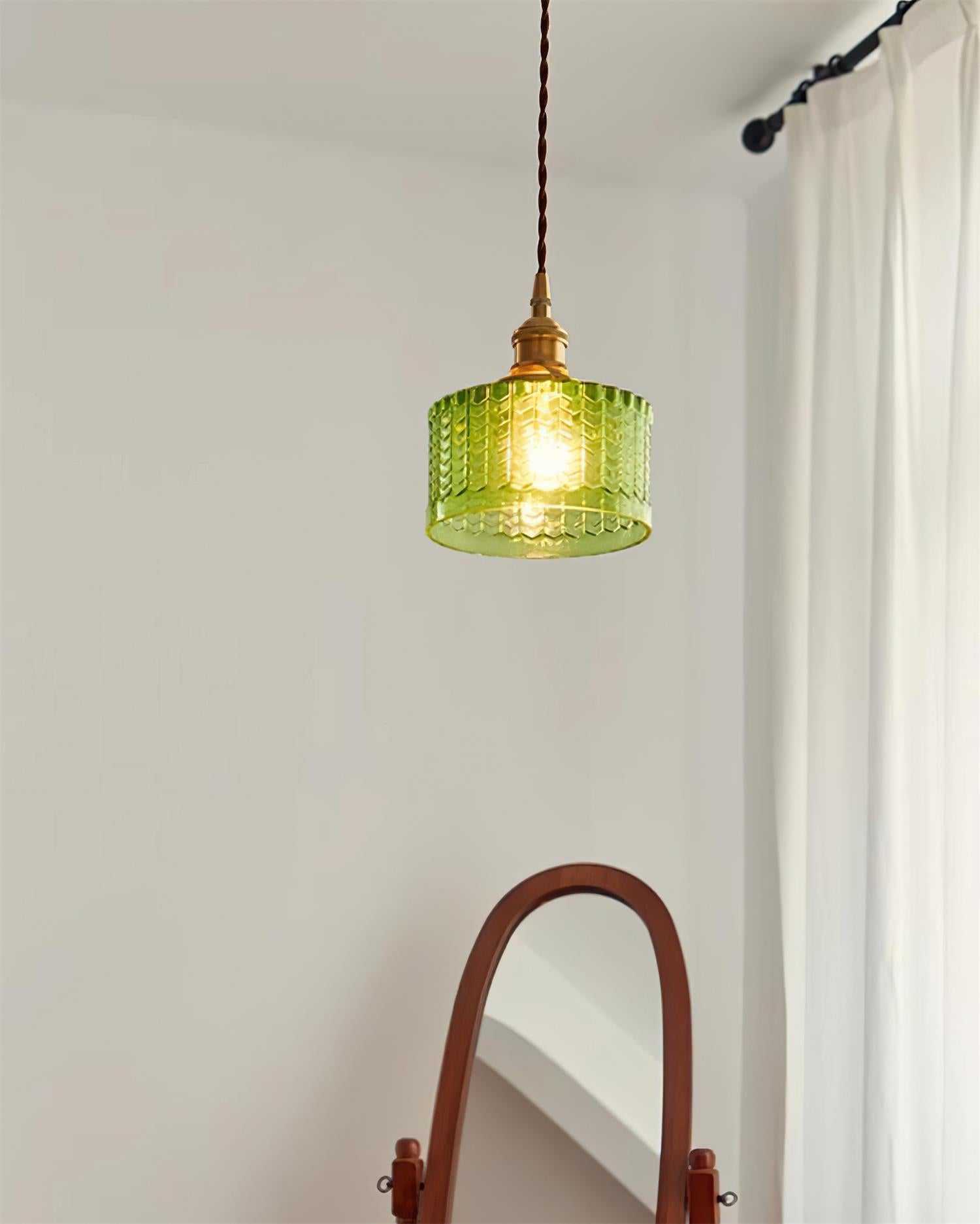 Cavella Suspension Lampe en Verre Texturé Vert Vintage - Neutralighting
