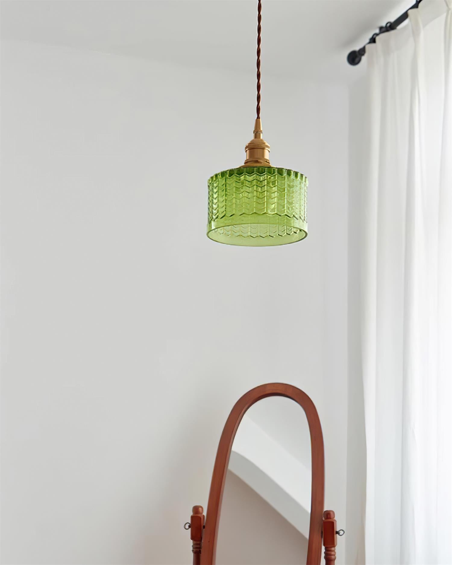 Cavella Suspension Lampe en Verre Texturé Vert Vintage - Neutralighting