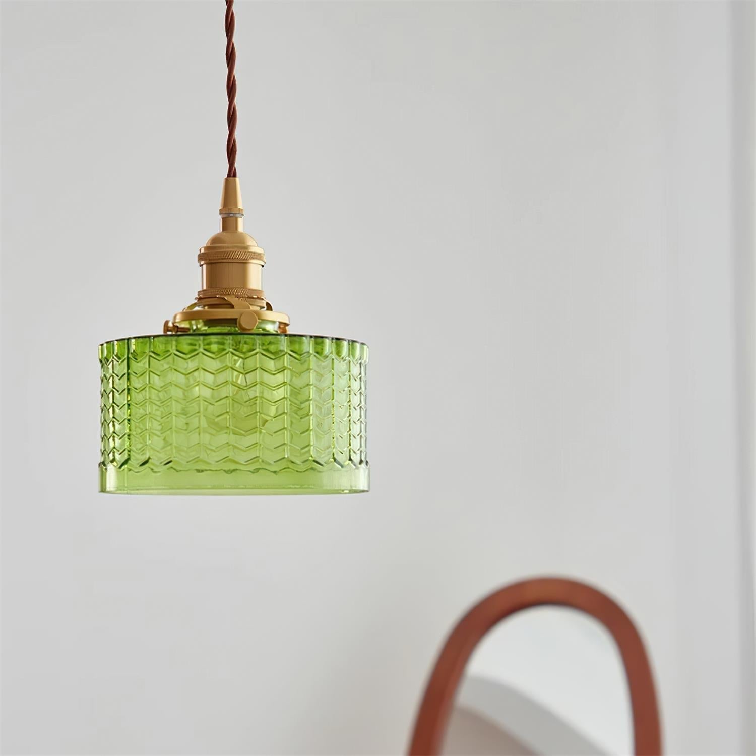 Cavella Suspension Lampe en Verre Texturé Vert Vintage - Neutralighting