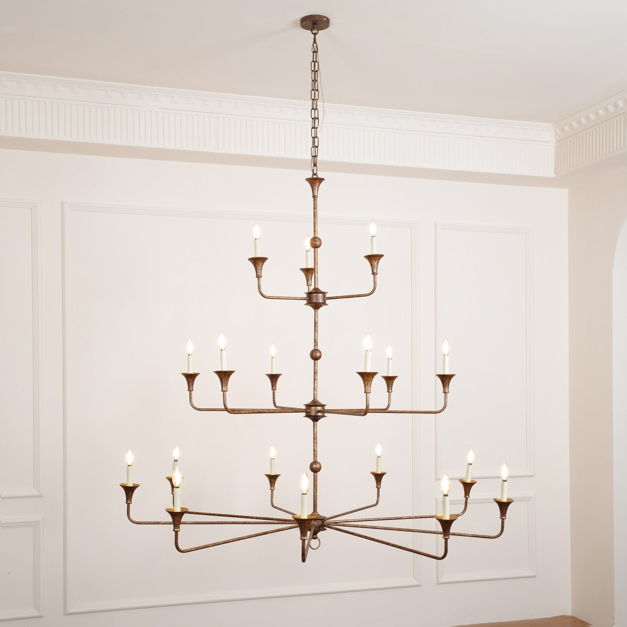Wisp Grand Lustre en Métal de Bronze Industriel Vintage - Neutralighting