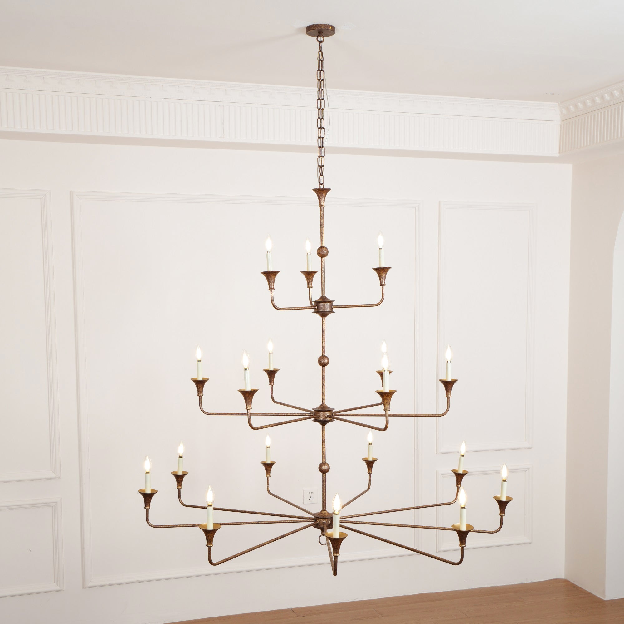 Wisp Grand Lustre en Métal de Bronze Industriel Vintage - Neutralighting