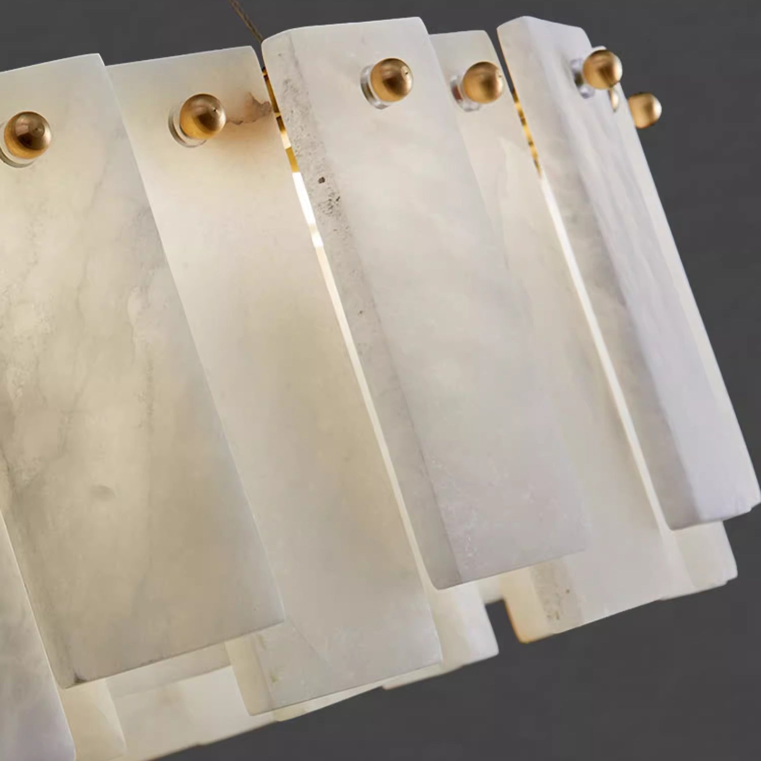 Aero Lustre Rond en Laiton et Albâtre de Luxe Postmoderne - Neutralighting