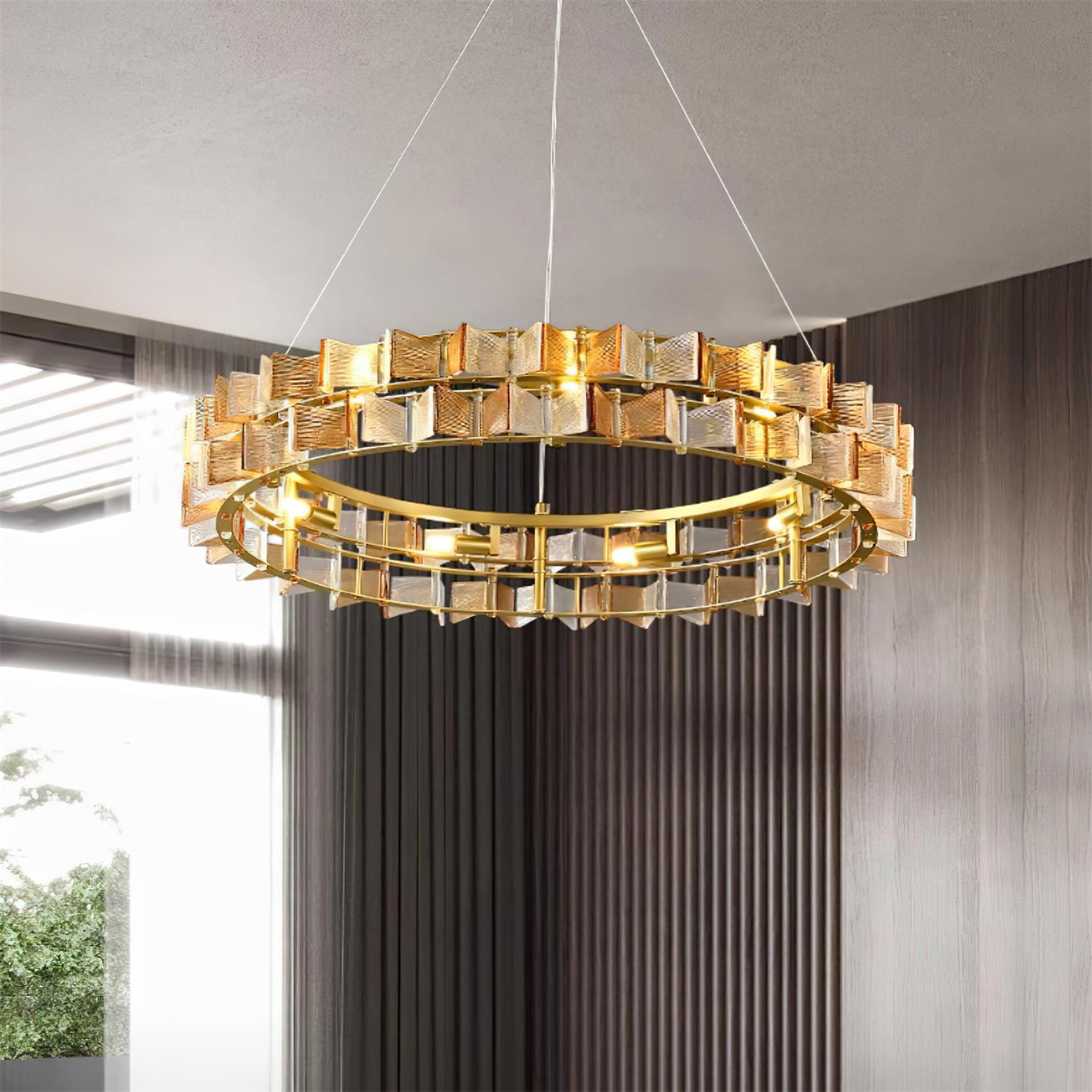 Celvara Lustre Vintage en Verre Doré - Neutralighting