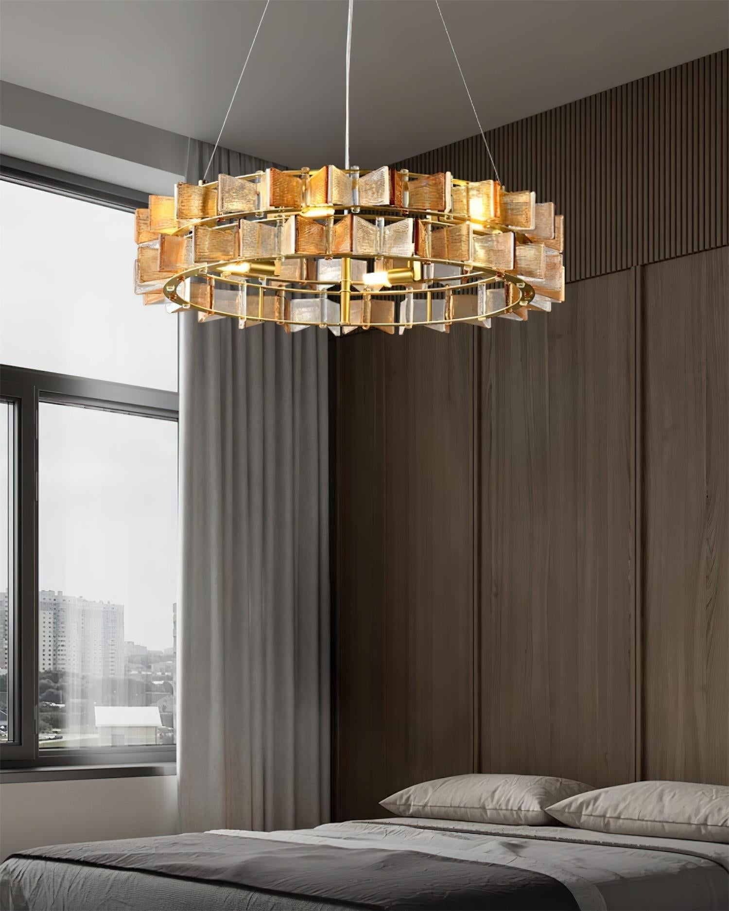 Celvara Lustre Vintage en Verre Doré - Neutralighting